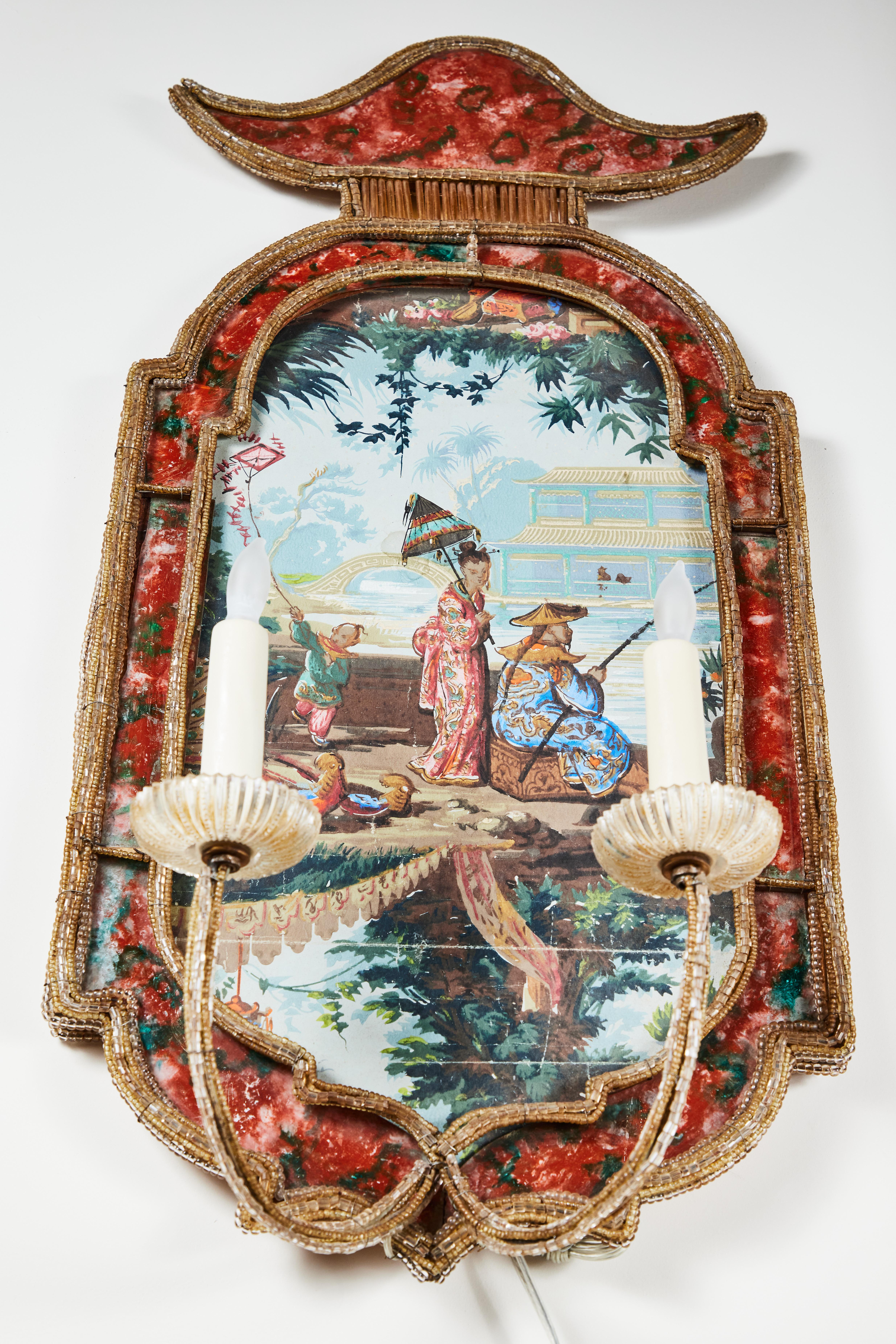 Metal Suite of Italian, Chinoiserie Sconces For Sale