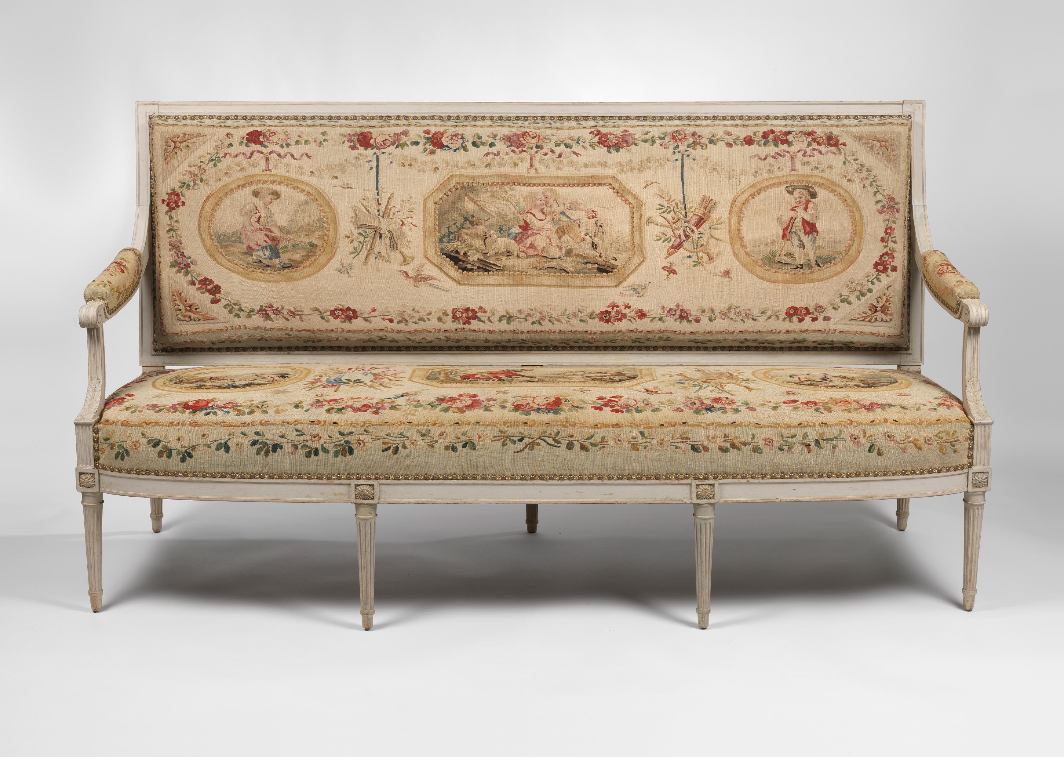 Peint Suite de sièges Louis XVI par Henri Jacob en vente