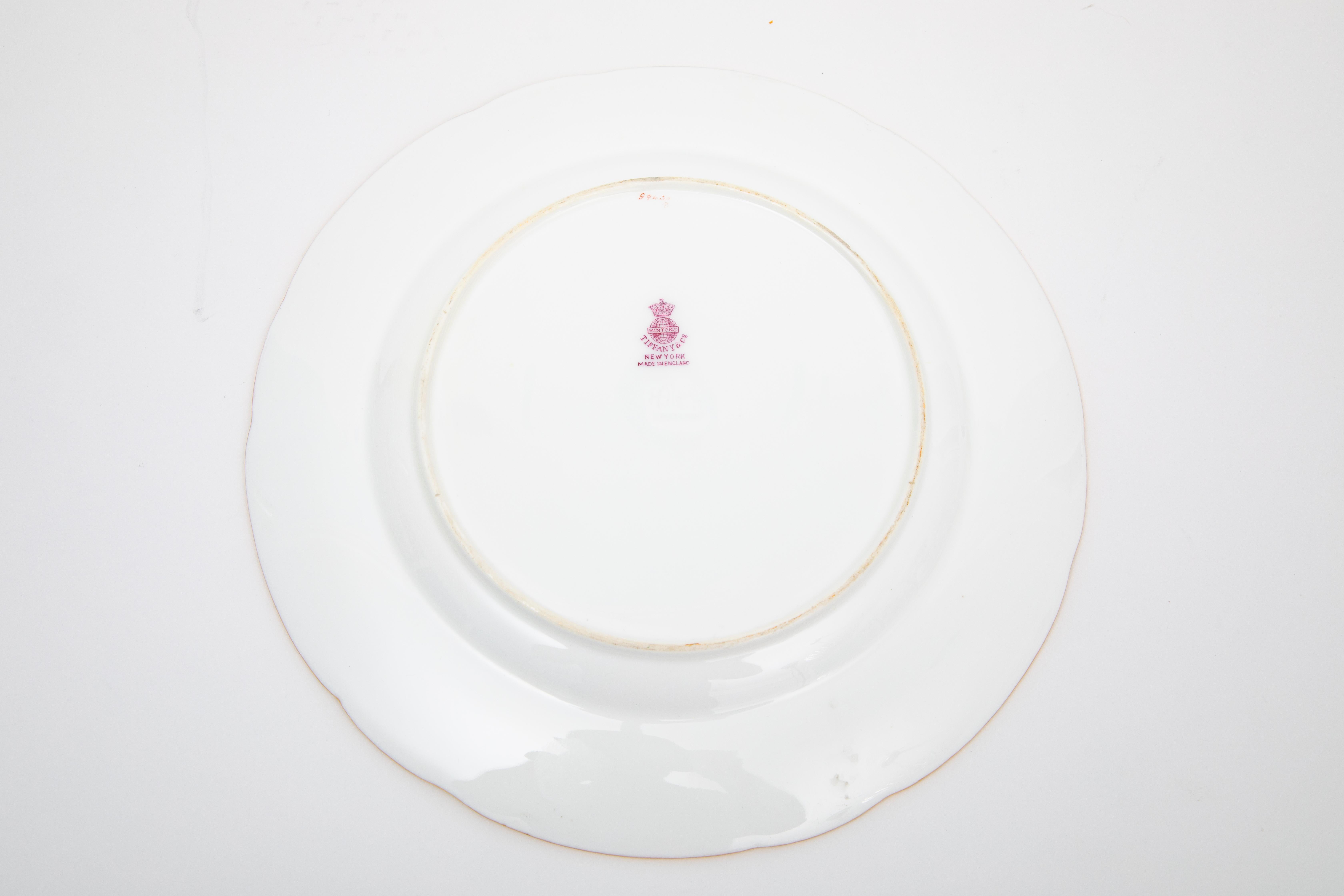 Suite di porcellane Minton personalizzate per Tiffany, antica CIRCA 1900. Swags dorati rialzati in vendita 7