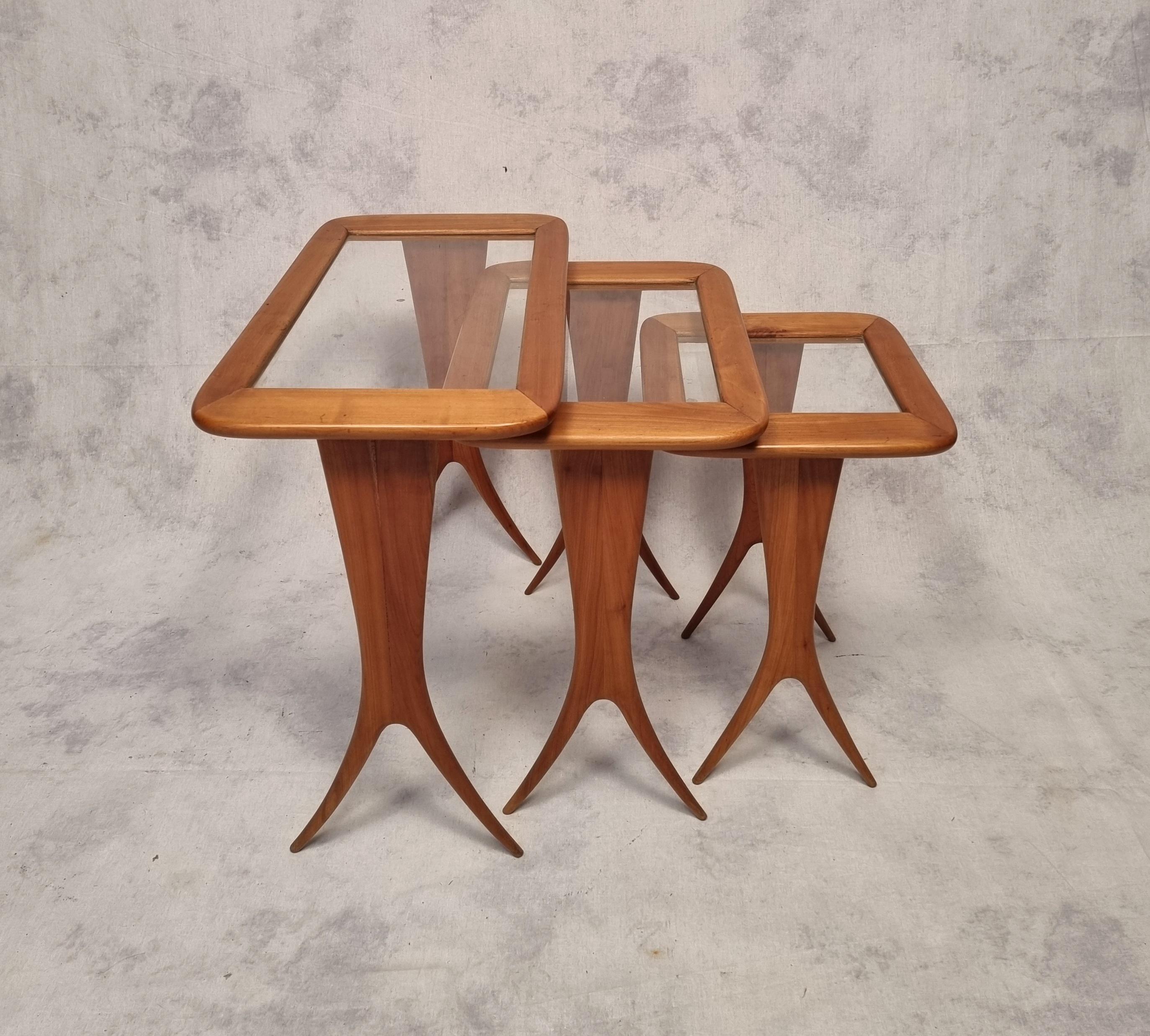 Suite of Nesting Tables by Raphaël Raffel, Cherrywood, Ca 1955 1