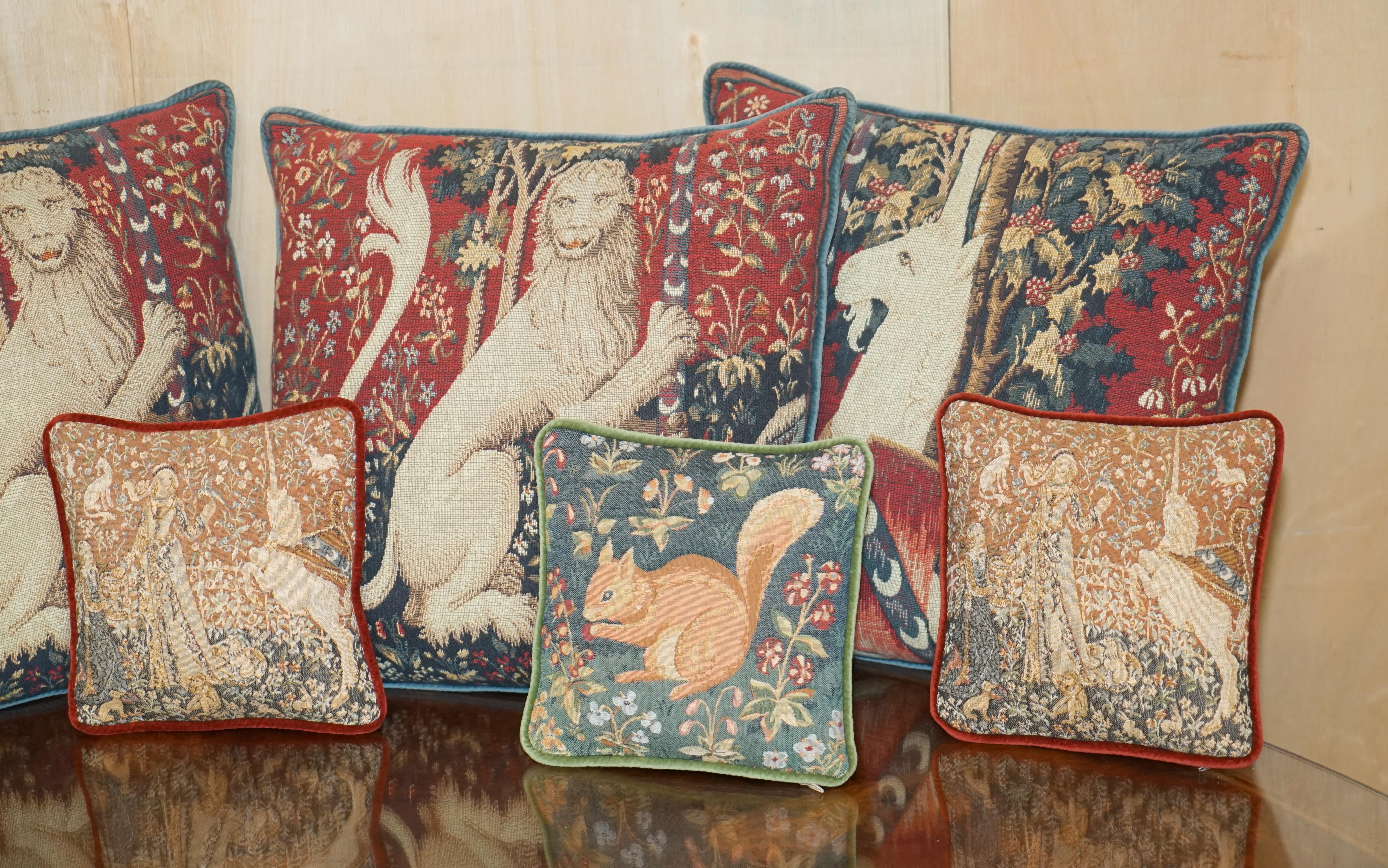 Country Suite of Nine Vintage French Embroidered Scatter Sofa Armchair Cushions