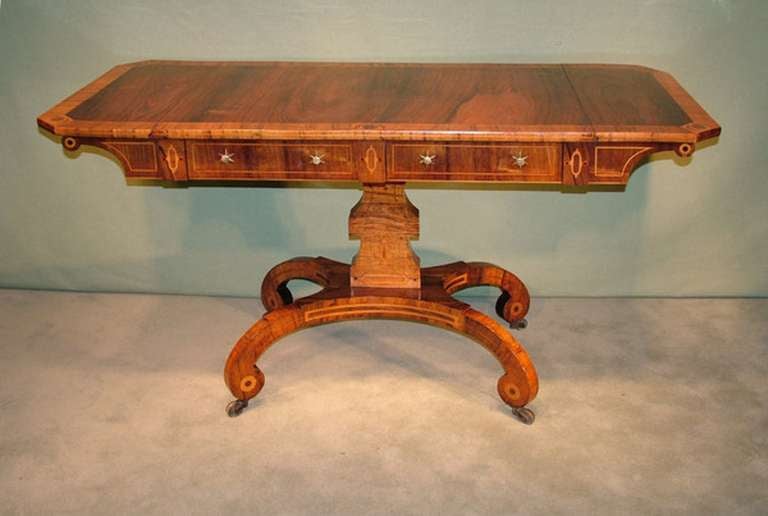 English Suite of Regency Rosewood and Boxwood Drawing Room Furniture