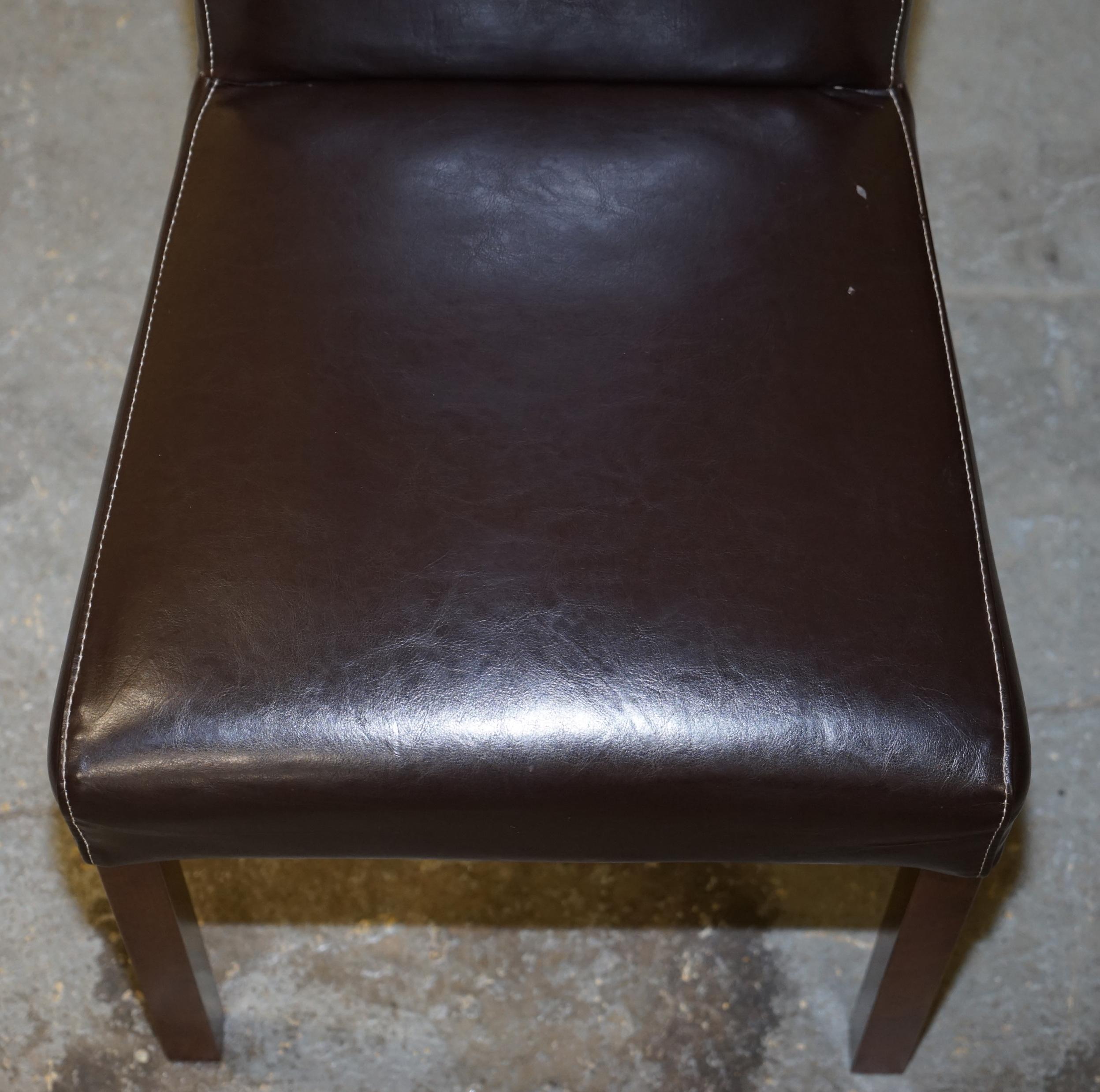 Suite of Six Bicast Leather Contemporary Dining Chairs with Custom Made Covers For Sale 2