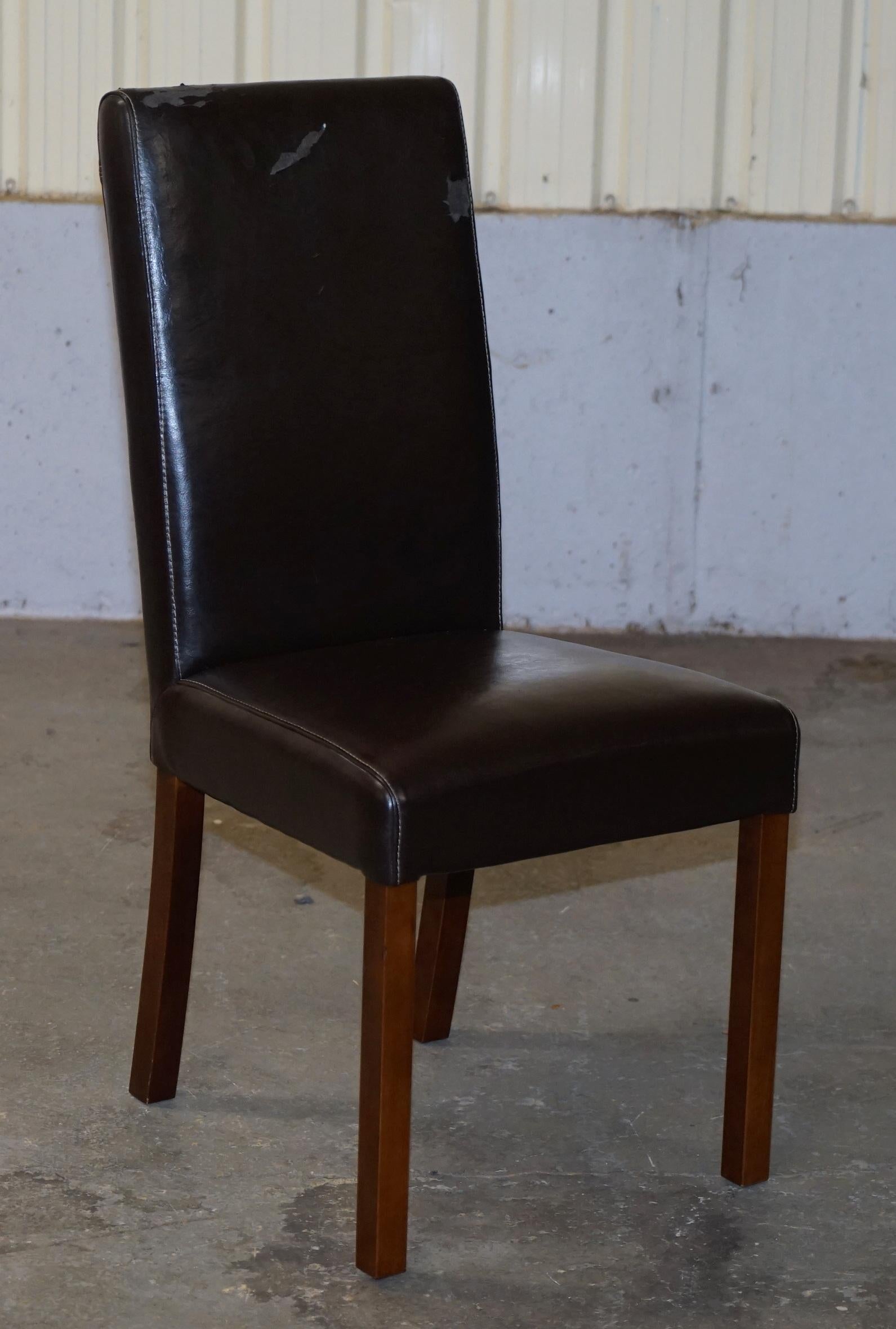 Suite of Six Bicast Leather Contemporary Dining Chairs with Custom Made Covers For Sale 7