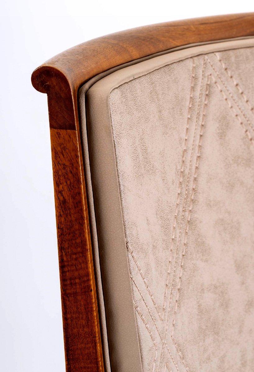 Suite aus sechs Cabriolet-Stühlen aus Teakholz im Jules Leleu-Stil - Periode: XX. Jahrhundert im Zustand „Gut“ im Angebot in CRÉTEIL, FR