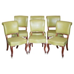 Suite of Six Elegant Early Victorian Antique Walnut Framed Dining Room Chairs 6