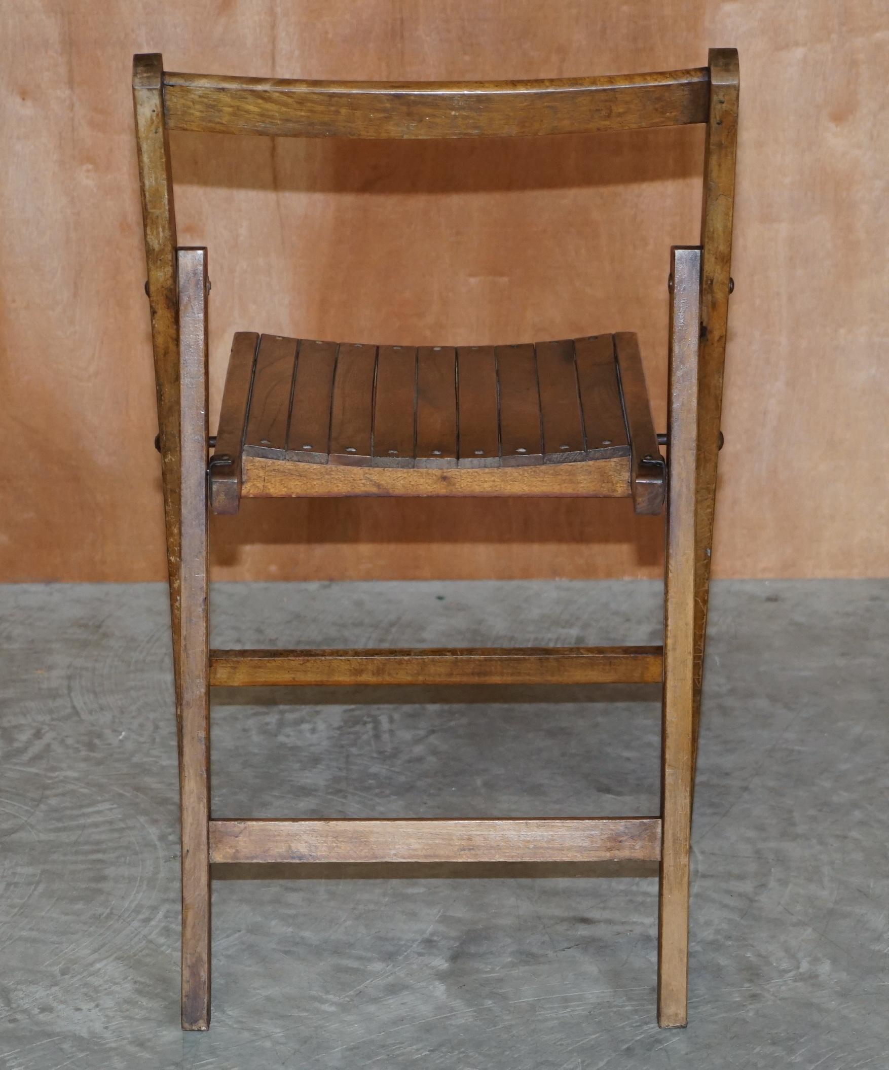 Suite de six chaises à vapeur pliantes en chêne anglais à patine étonnante datant d'environ 1900 à 1920 en vente 7