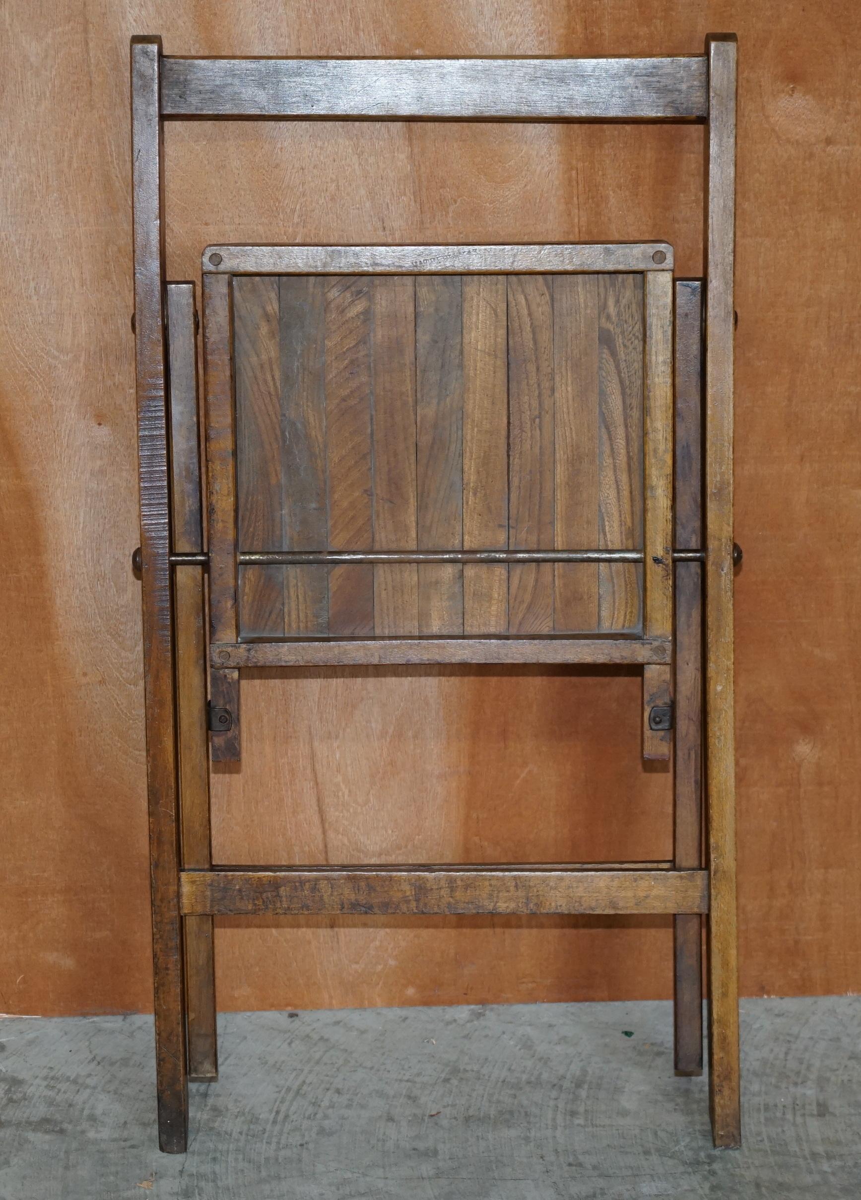 Suite de six chaises à vapeur pliantes en chêne anglais à patine étonnante datant d'environ 1900 à 1920 en vente 10