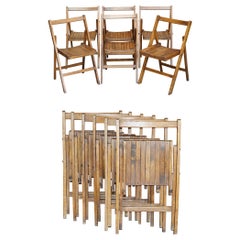 Suite of Six English Oak circa 1900-1920 Folding Steamer Chairs Stunning Patina
