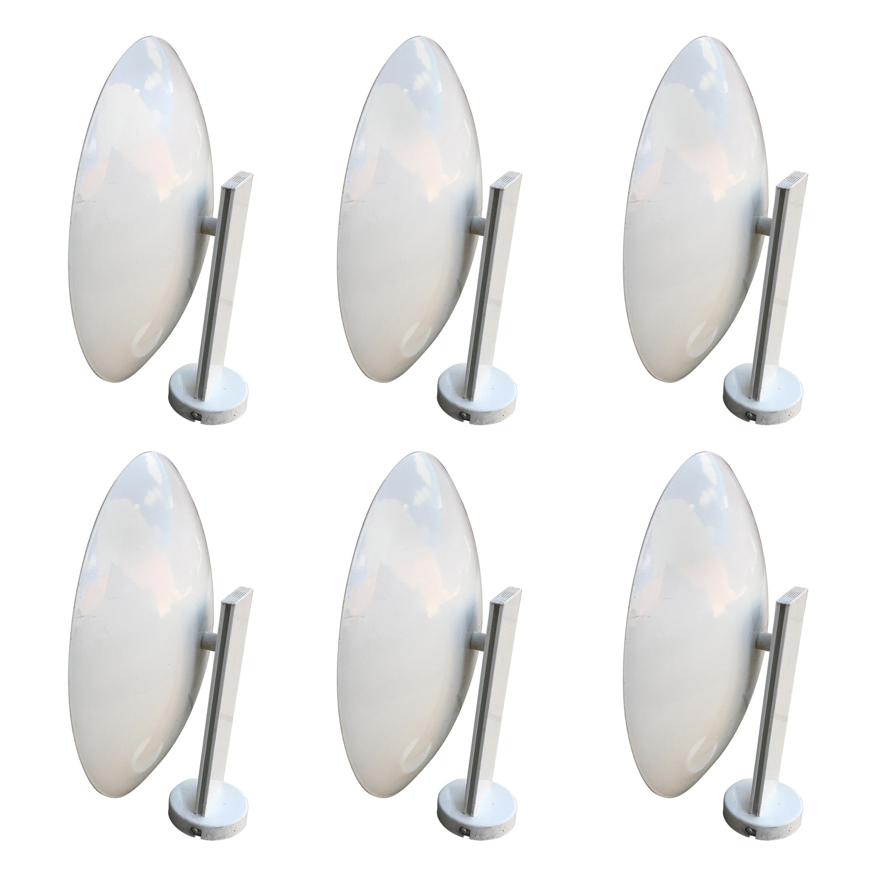 Suite of Six Lacquered Metal Sconces, circa 1970 For Sale