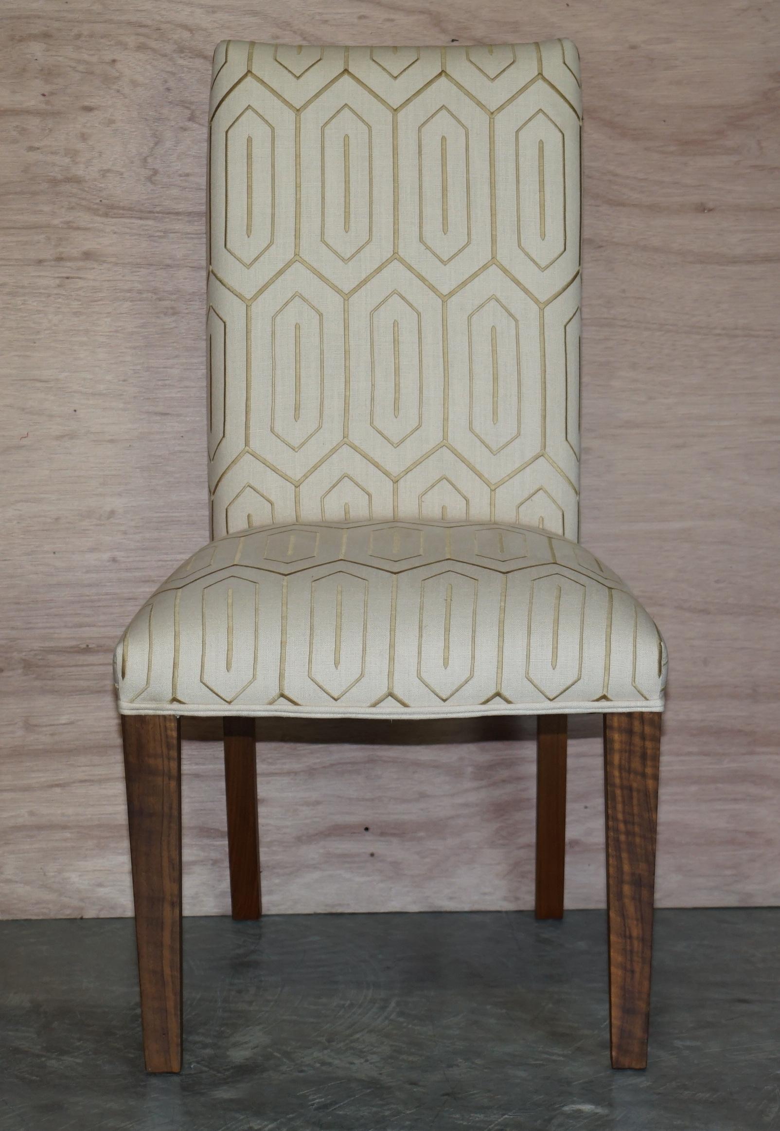 Art Deco Suite of Six Premium Viscount David Linley American Walnut Dining Chairs 6
