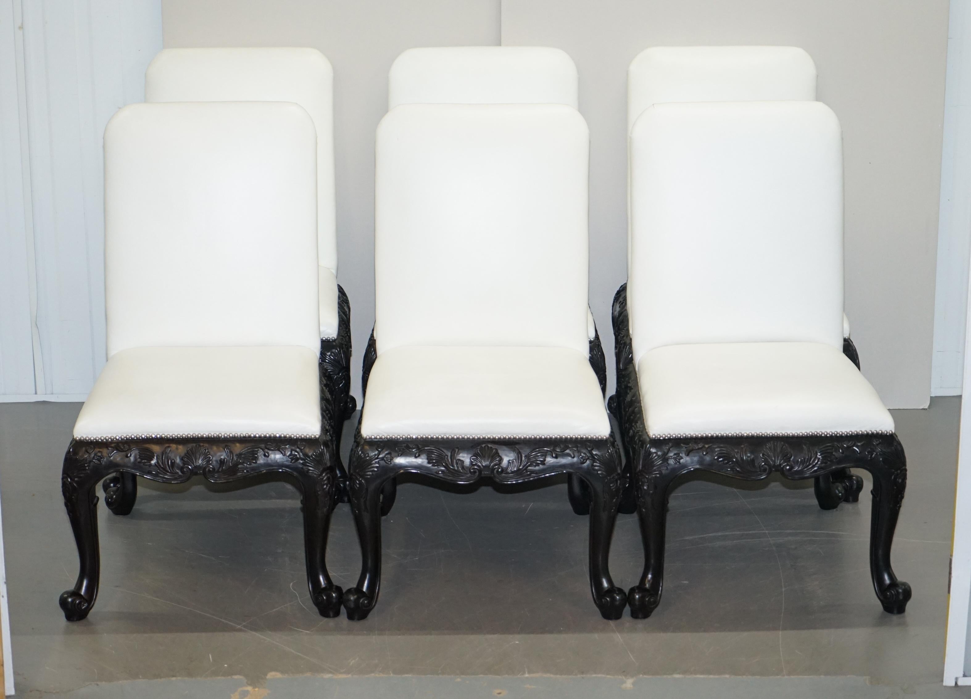 We are delighted to offer for sale this lovely suite of six Ralph Lauren Bel Air white leather dining chairs RRP £27,000

A very well made and decorative suite of designer dining chairs, they retail for a whopping £4,500 per chair with the white