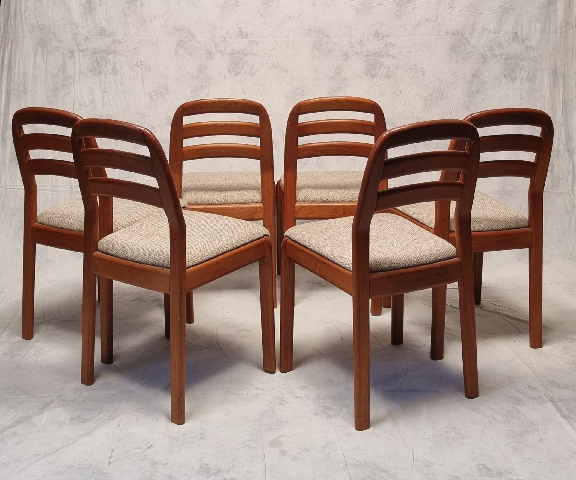 Danish Suite Of Six Scandinavian Chairs, Dyrlund, Teak, Ca 1990