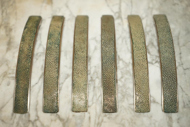 Suite of Six Shark Manta Ray Shagreen Upholstered Contemporary Drawer ...