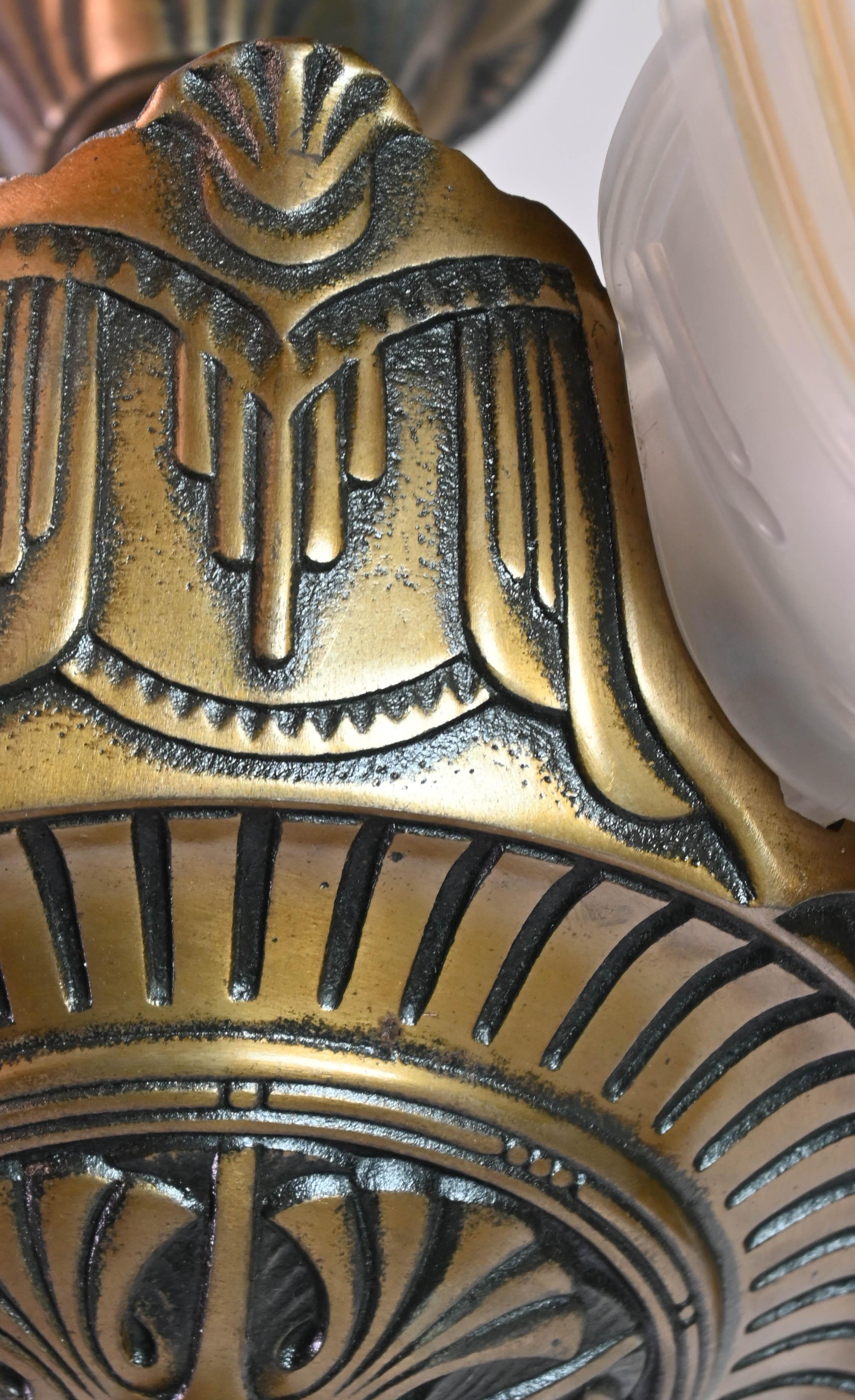 Suite of Six Streamline Art Deco Slip Shade Fixtures 1930s by Globe Lighting In Good Condition In Minneapolis, MN