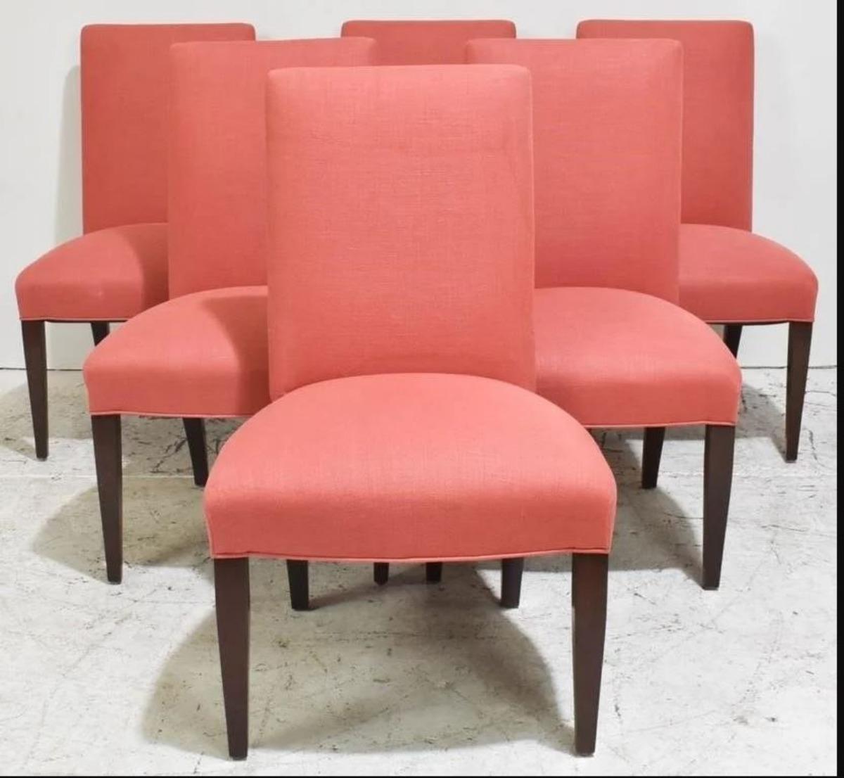 American Suite of Six Stunning Classic Fully Upholstered Dining Chairs For Sale