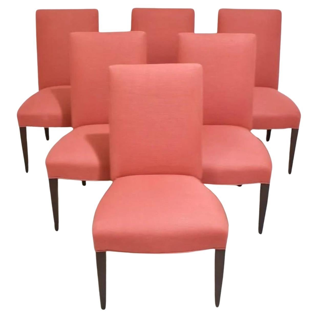 Suite of Six Stunning Classic Fully Upholstered Dining Chairs For Sale
