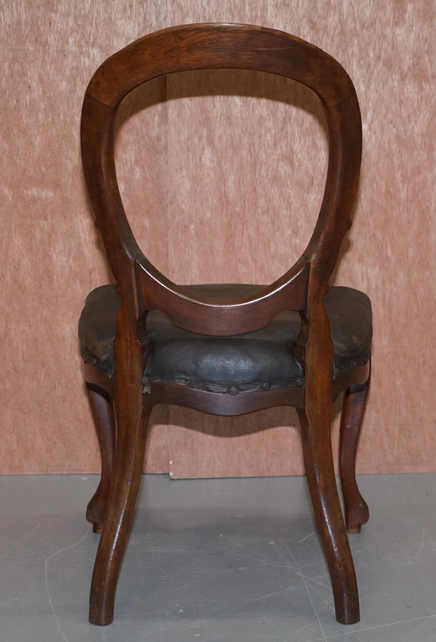 Upholstery Suite of Six Victorian Hand Carved Hardwood Spoon Medallion Back Dining Chairs 6