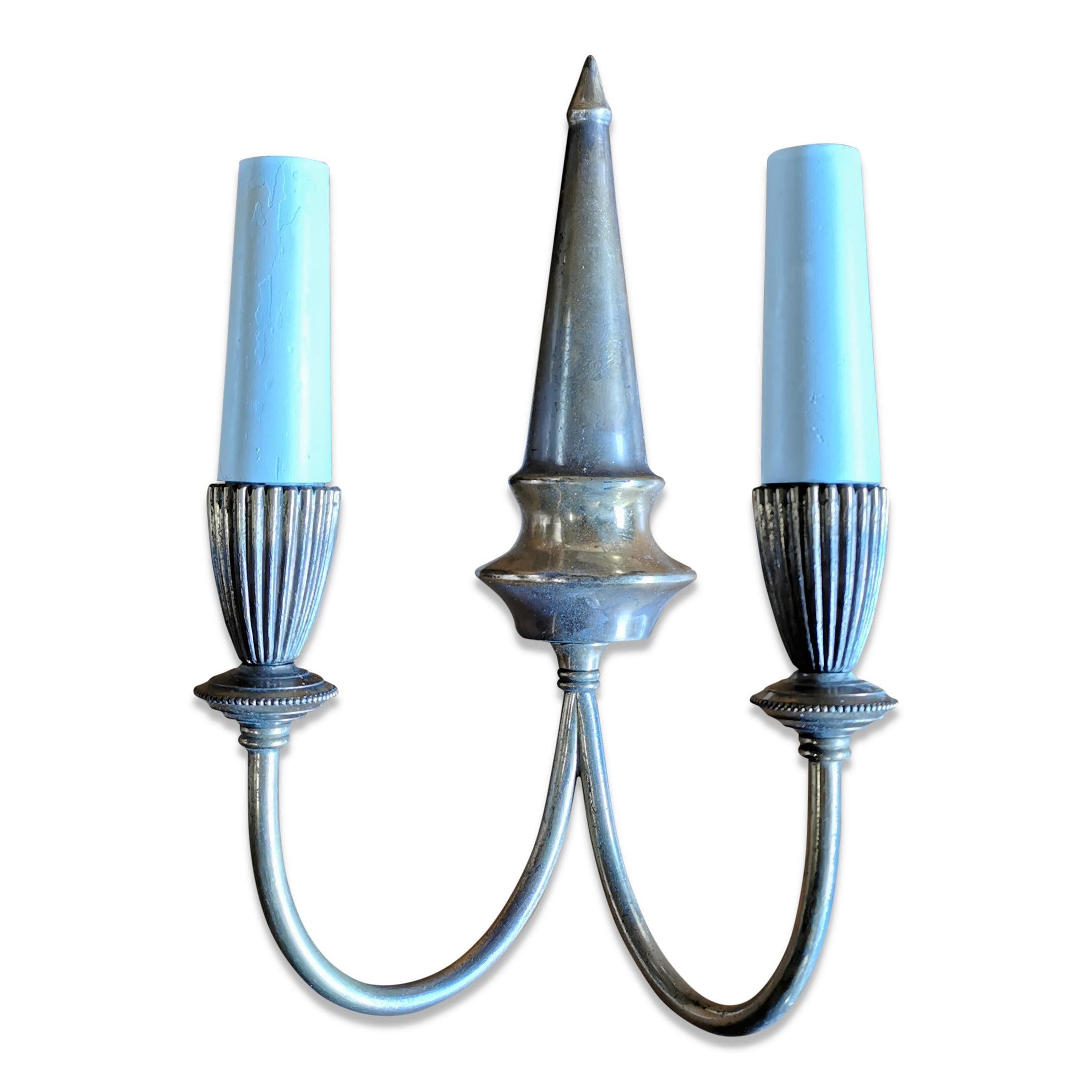 Suite of Solid Bronze Neoclassical Sconces, France, 1950s In Good Condition In New York, NY
