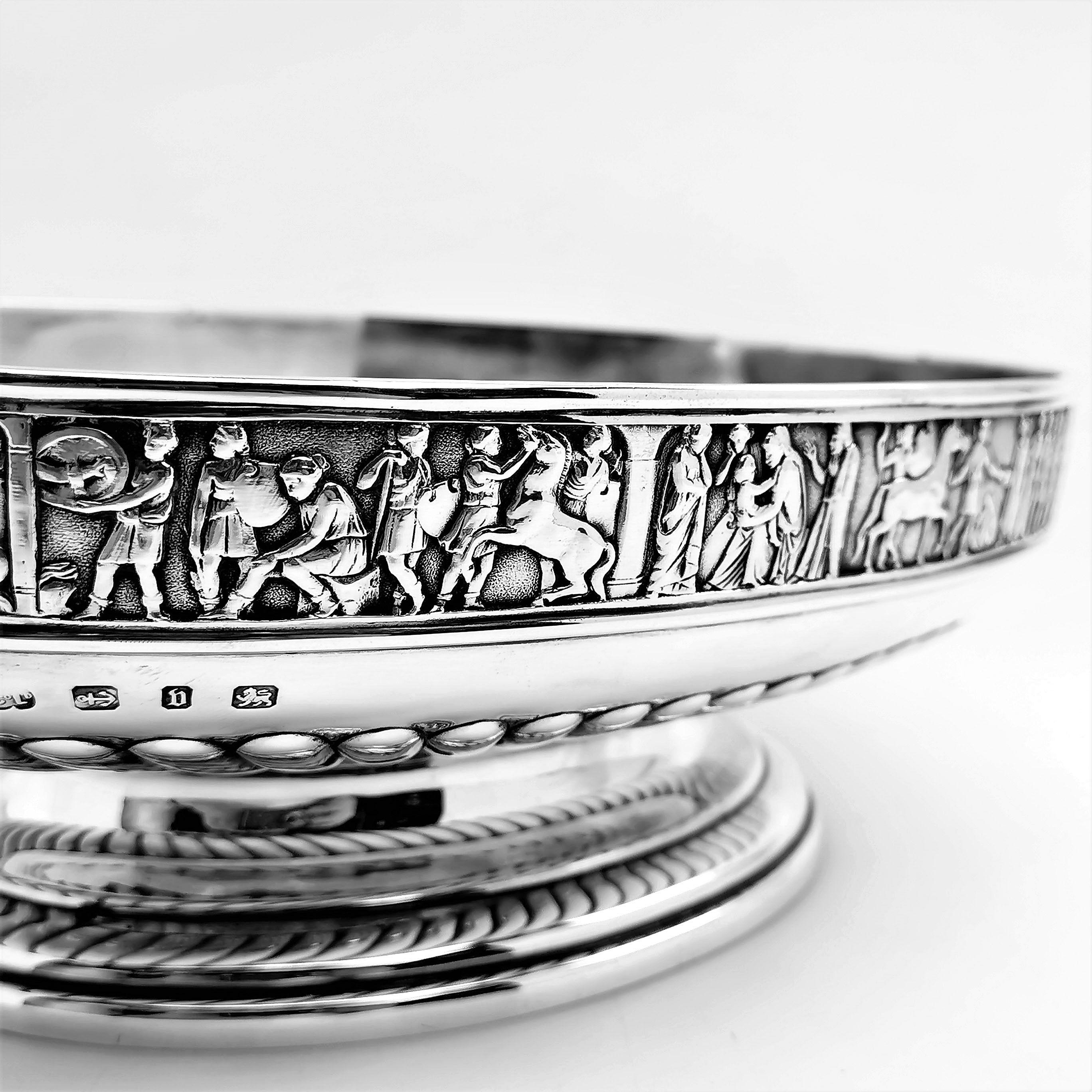 19th Century Suite Of Three Antique Victorian Silver Dishes With Classical Designs 1895