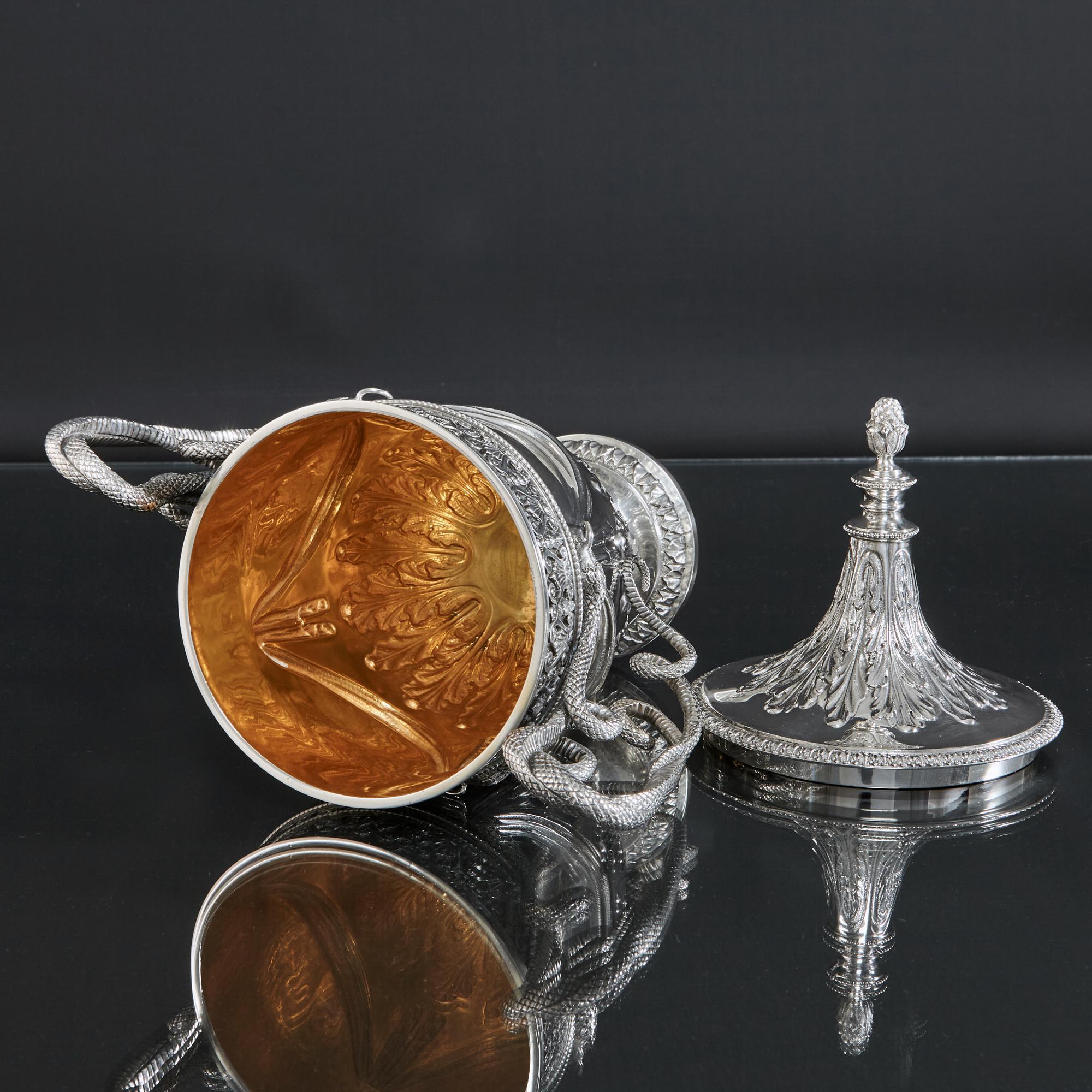 Sterling Silver Suite of three Edwardian silver cups and covers For Sale