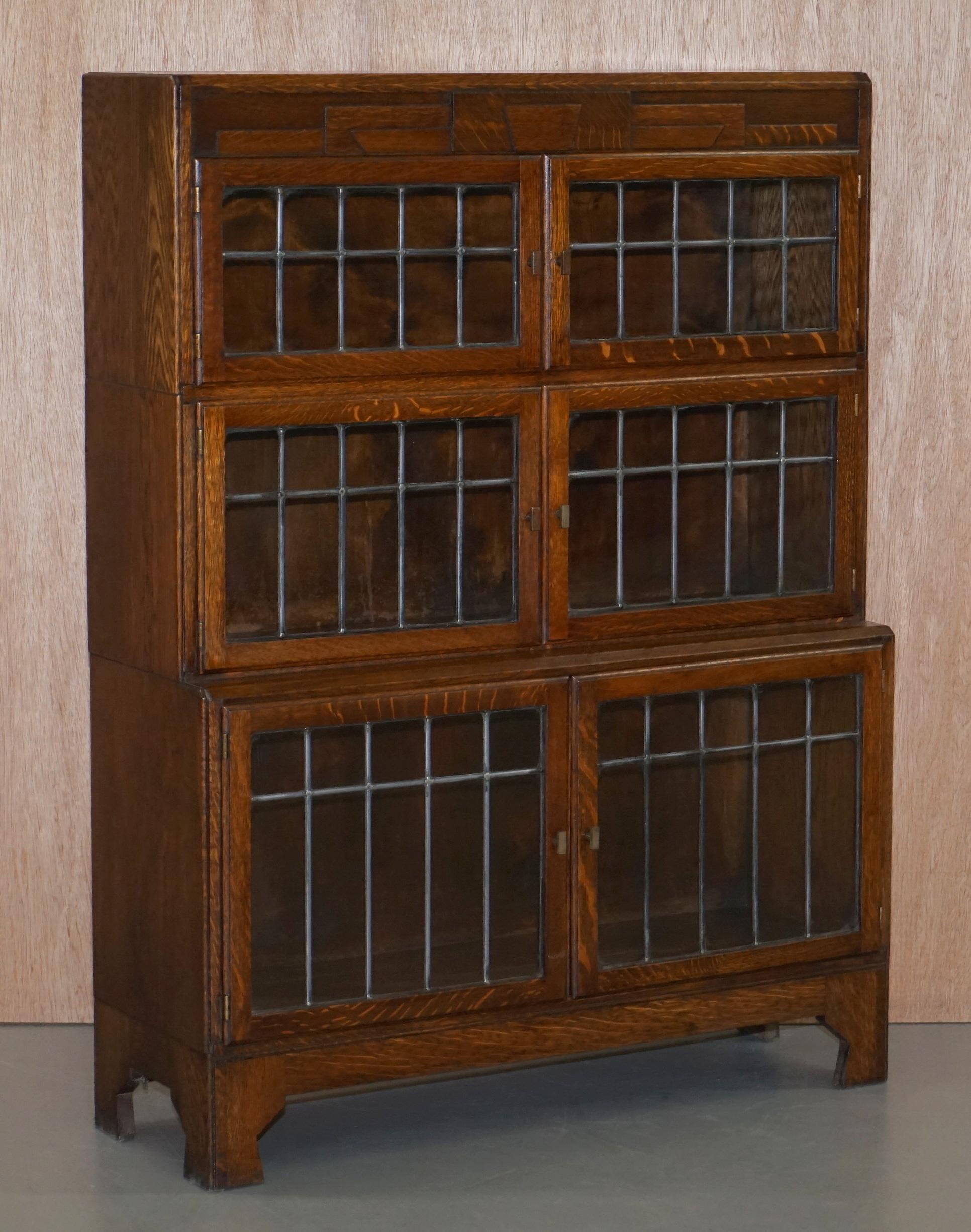 Suite of Three Fully Restored Minty Oxford Legal Library Stacking Bookcases 5