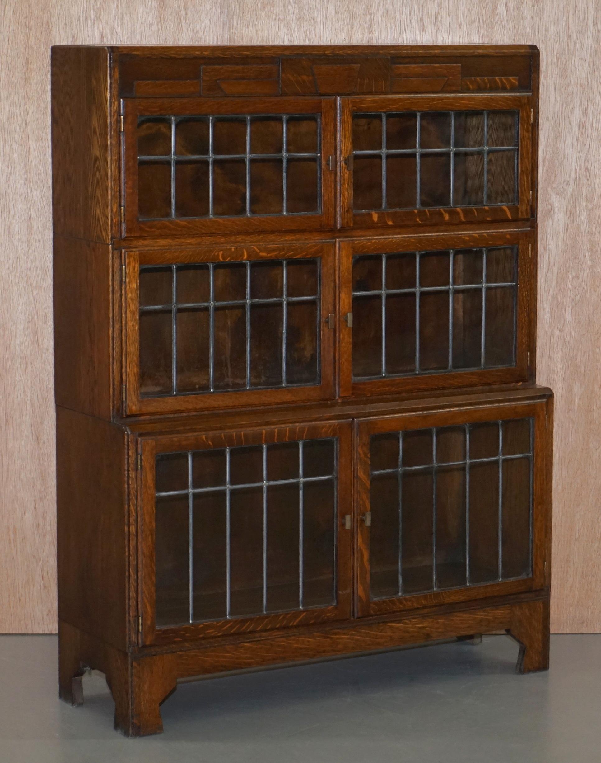 Suite of Three Fully Restored Minty Oxford Legal Library Stacking Bookcases 4