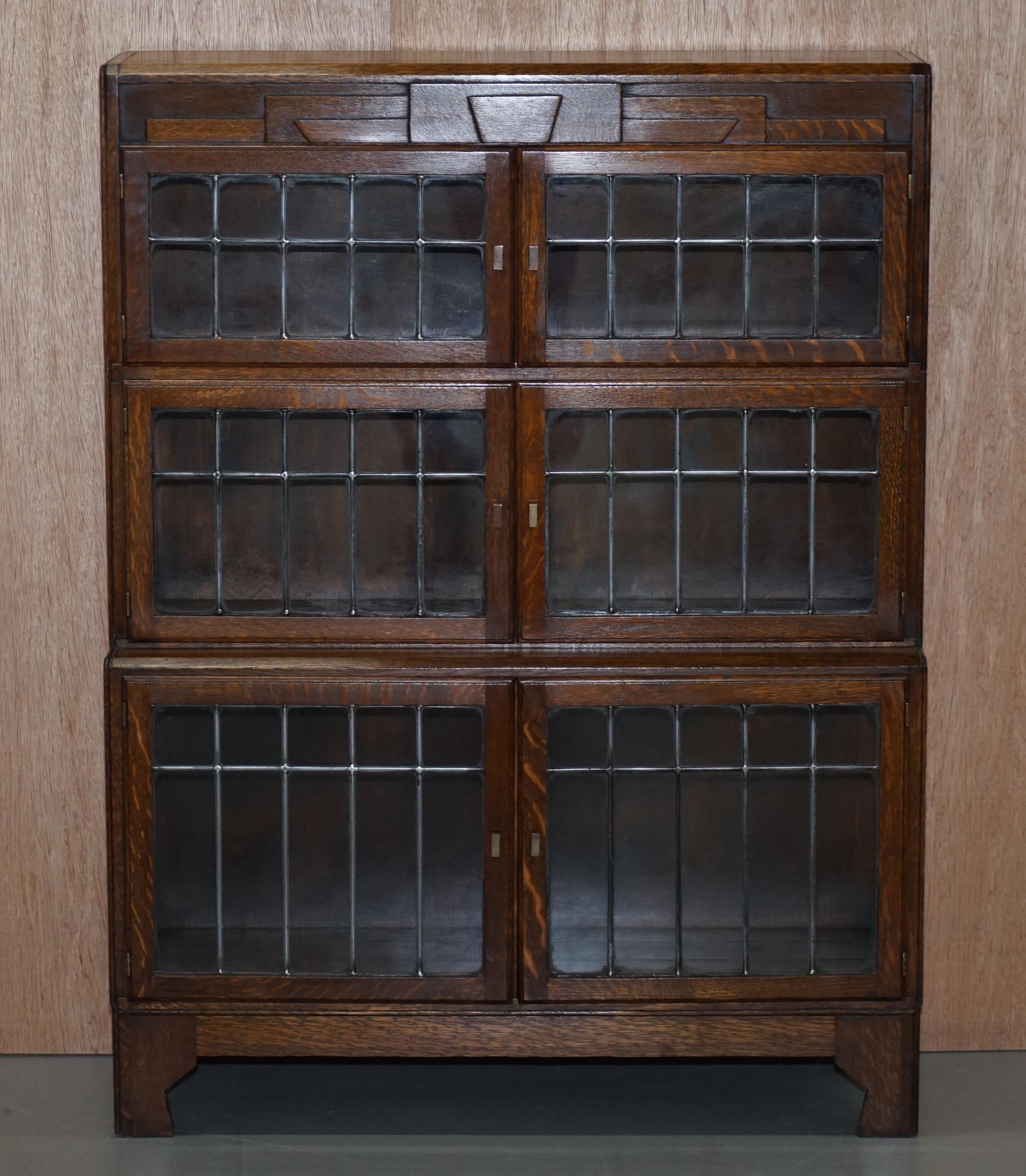 Suite of Three Fully Restored Minty Oxford Legal Library Stacking Bookcases 5