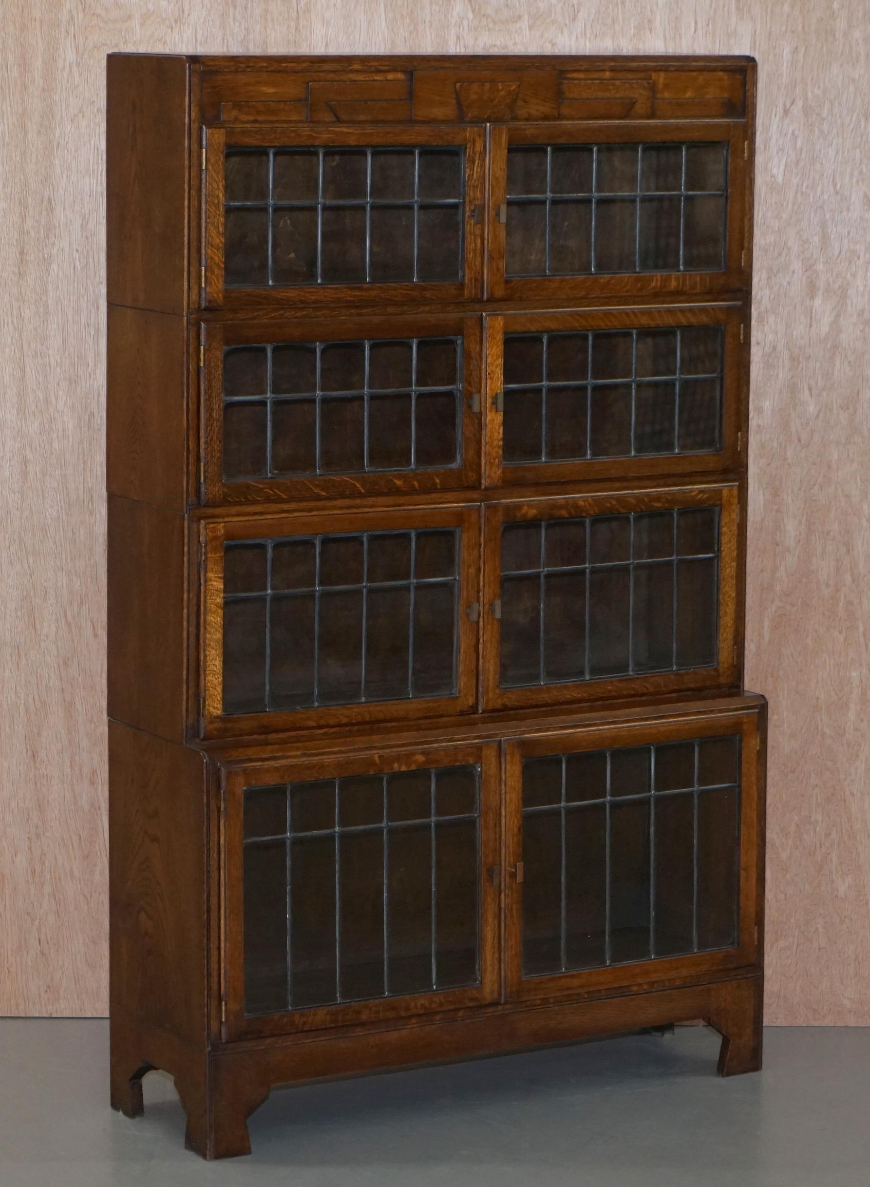 Suite of Three Fully Restored Minty Oxford Legal Library Stacking Bookcases 7
