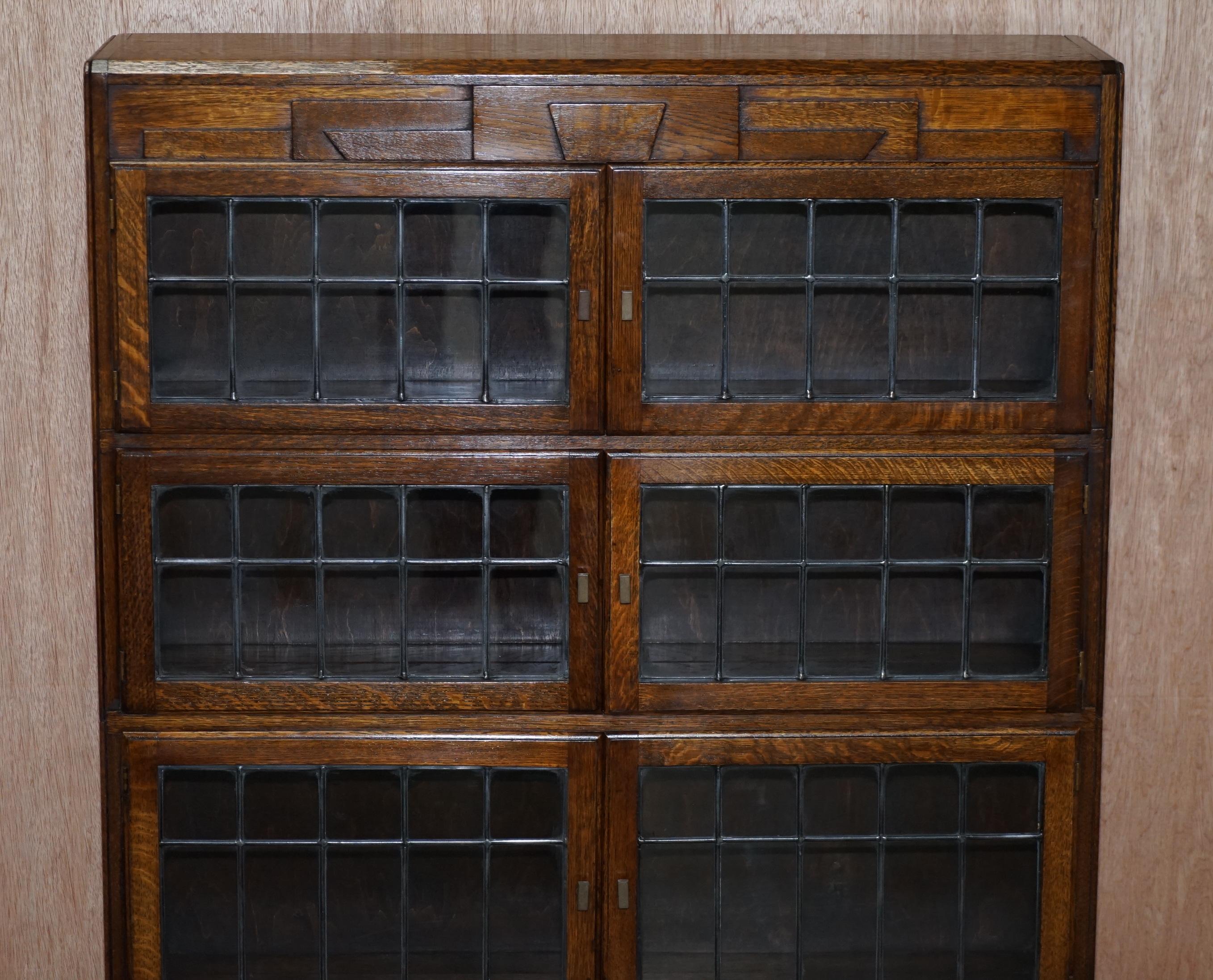 Suite of Three Fully Restored Minty Oxford Legal Library Stacking Bookcases 11