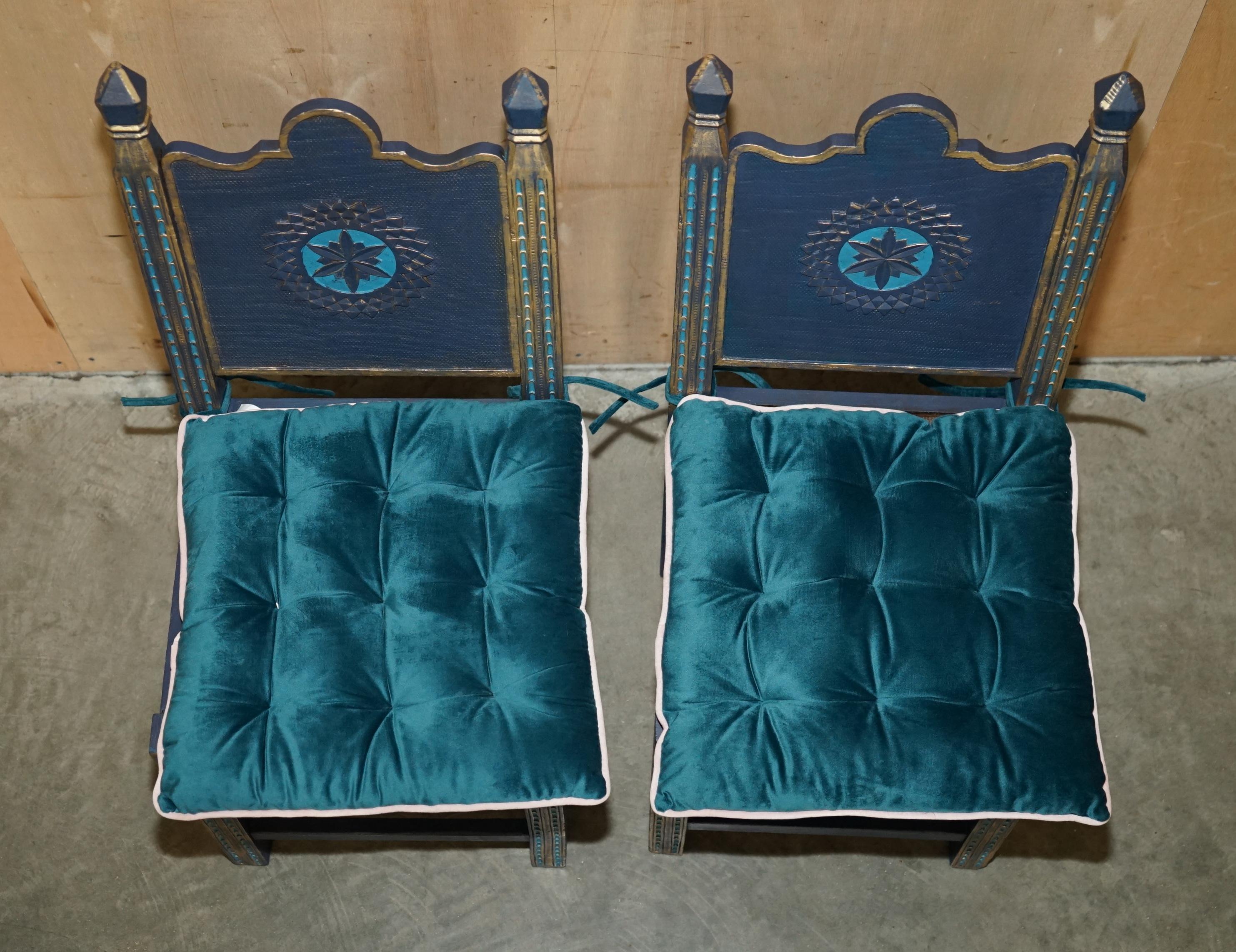 SUITE OF THREE HIGH SEAT HAND PAINTED SiDE CHAIRS IN THE GOTHIC REVIVAL TASTE For Sale 8
