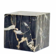 Suite of Three Italian Paperweights in Veined Black Marble, 20th Century
