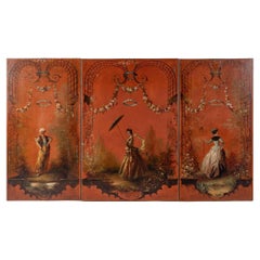 Suite of Three Paintings Forming a Triptych