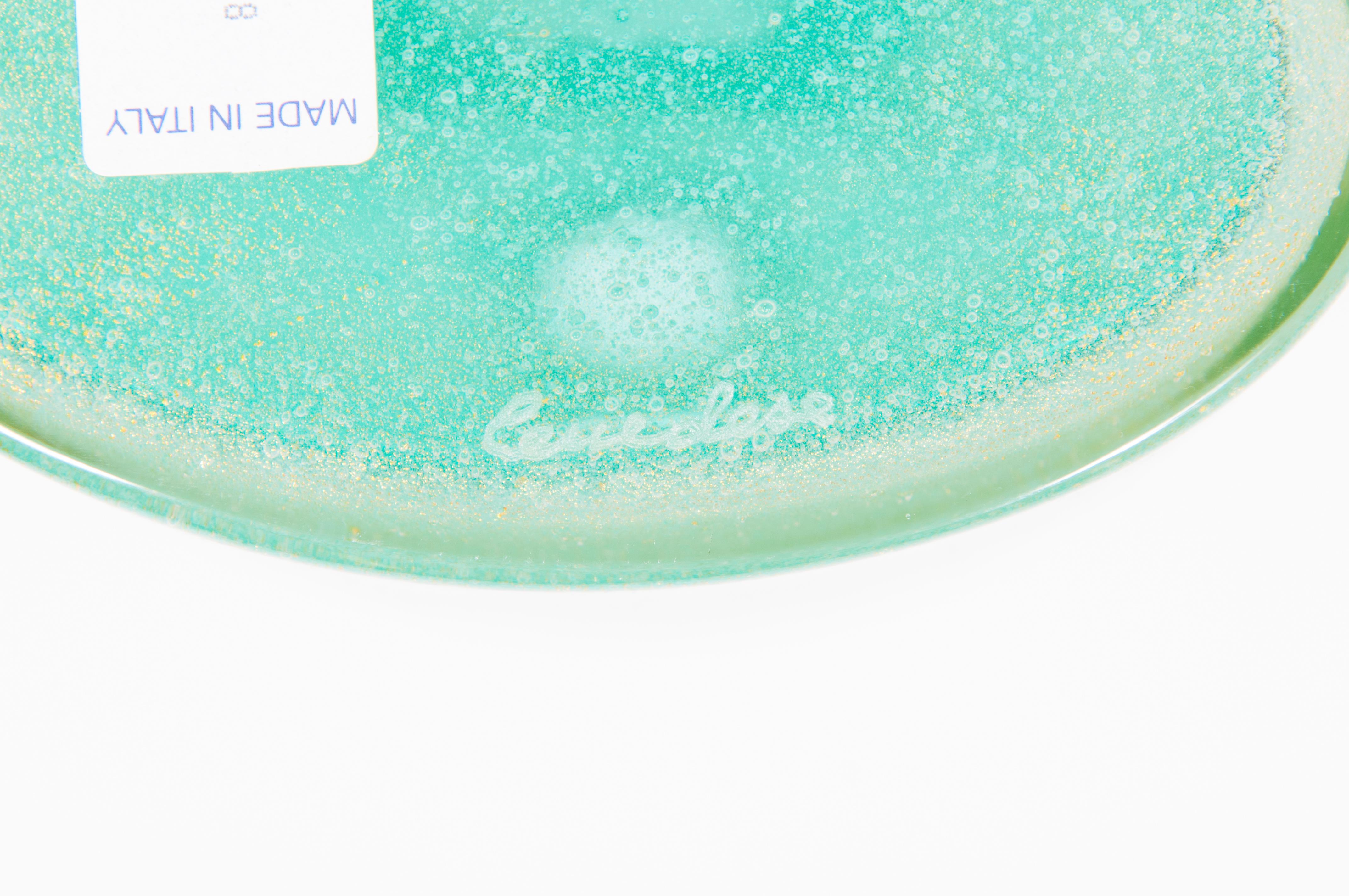 Suite of Three Submerged Glass Bottles with Gold Inclusion by Cenedese, Circa 19 For Sale 3