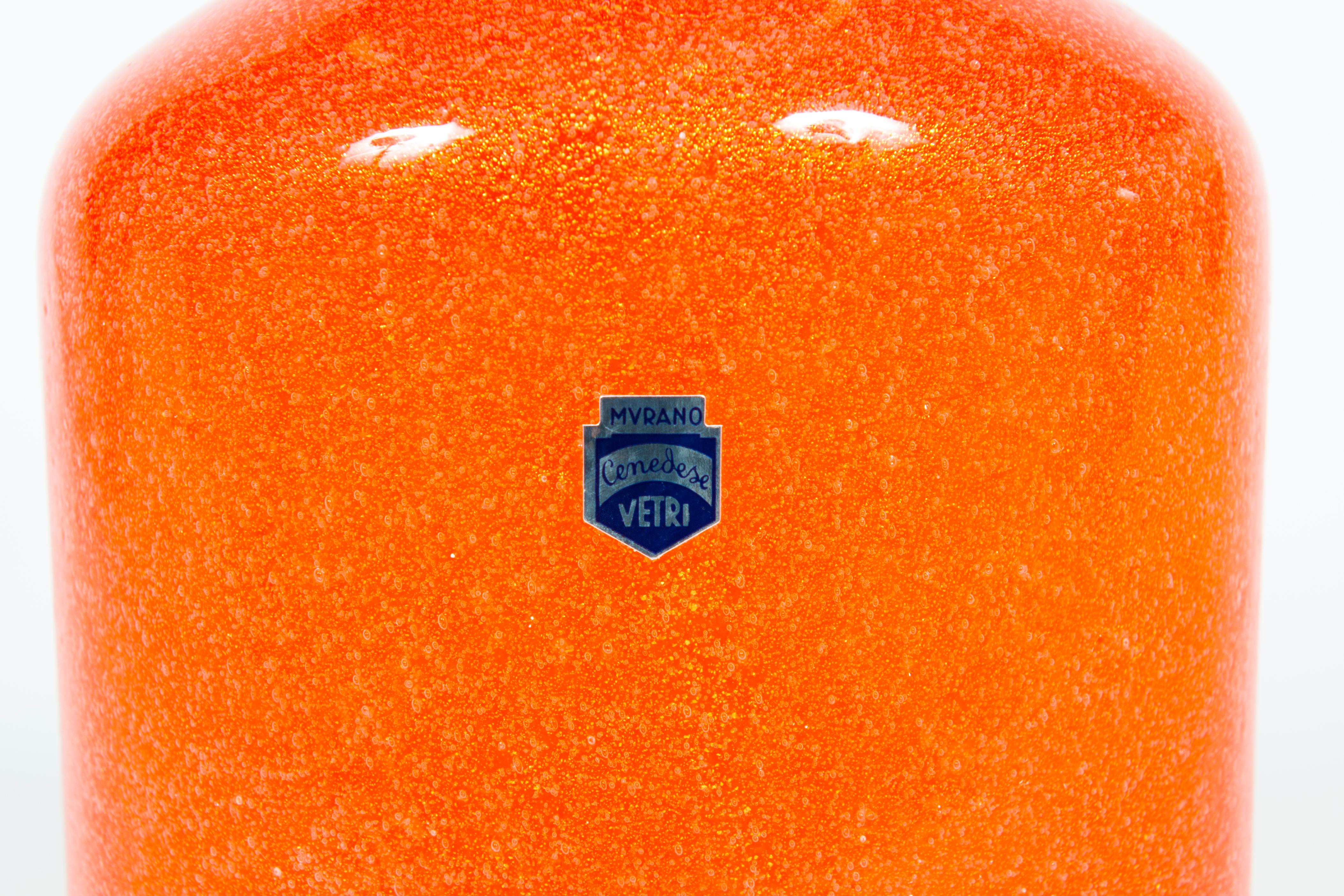 Suite of Three Submerged Glass Bottles with Gold Inclusion by Cenedese, Circa 19 For Sale 6