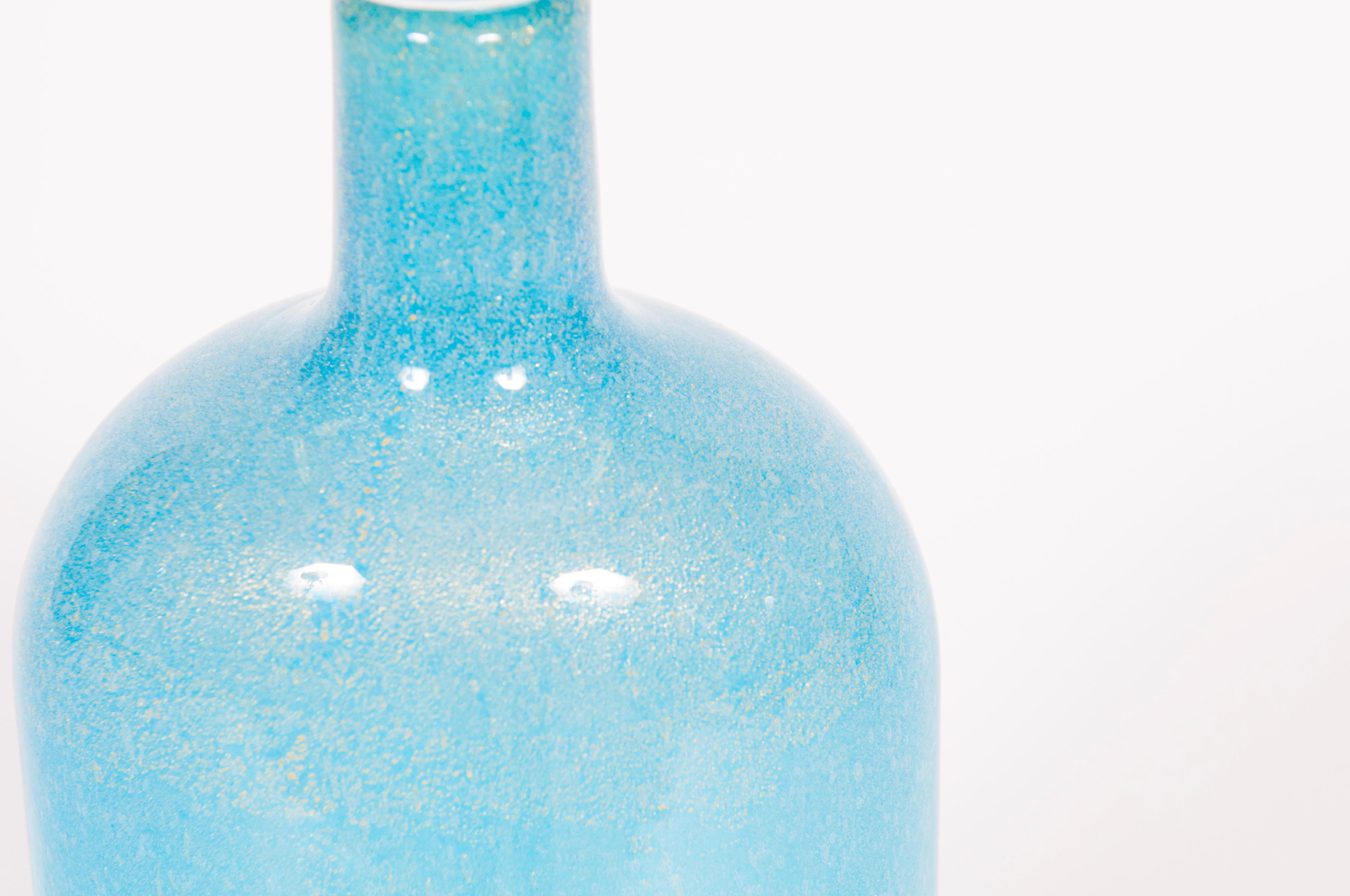 Suite of Three Submerged Glass Bottles with Gold Inclusion by Cenedese, Circa 19 For Sale 10