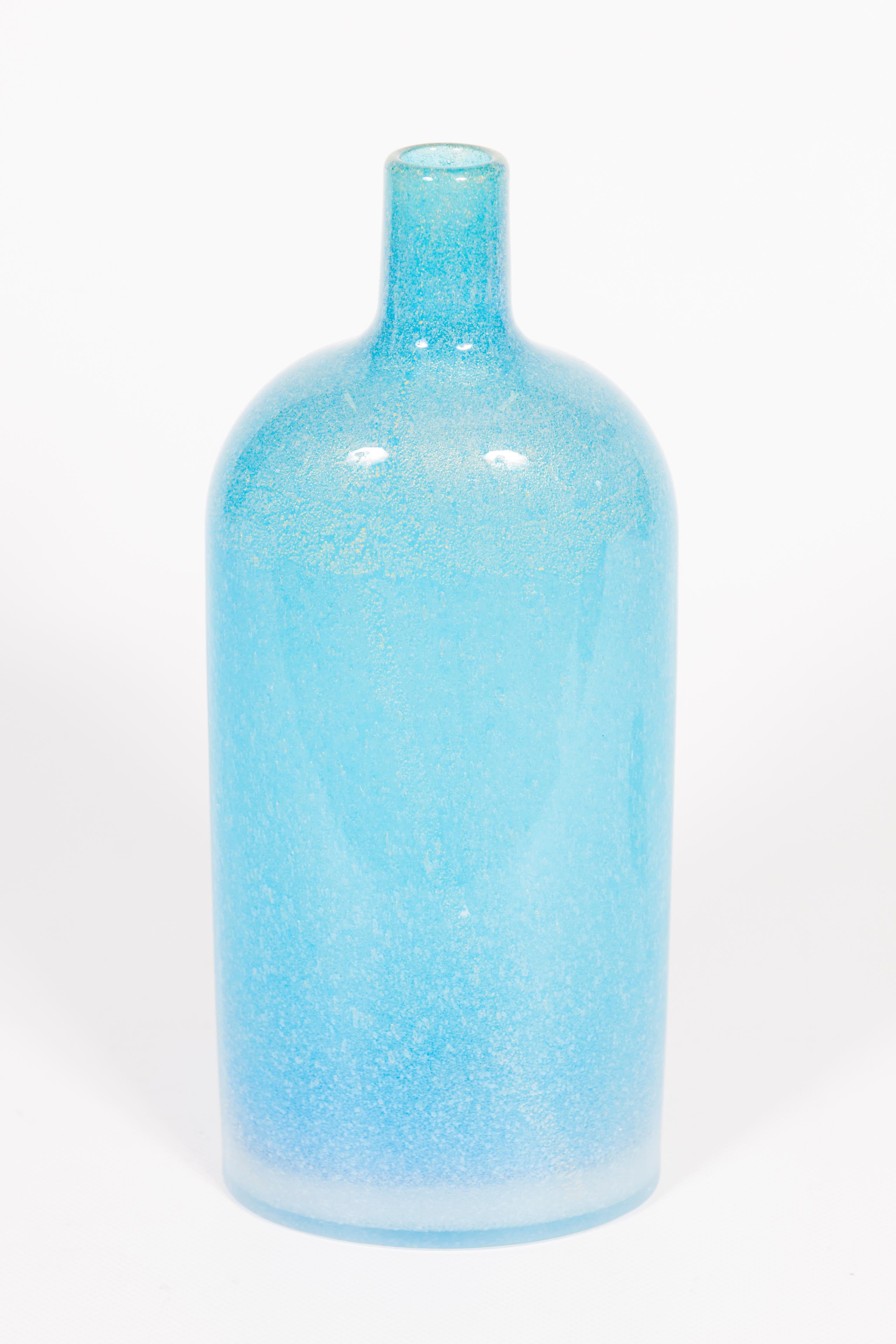Suite of Three Submerged Glass Bottles with Gold Inclusion by Cenedese, Circa 19 For Sale 12