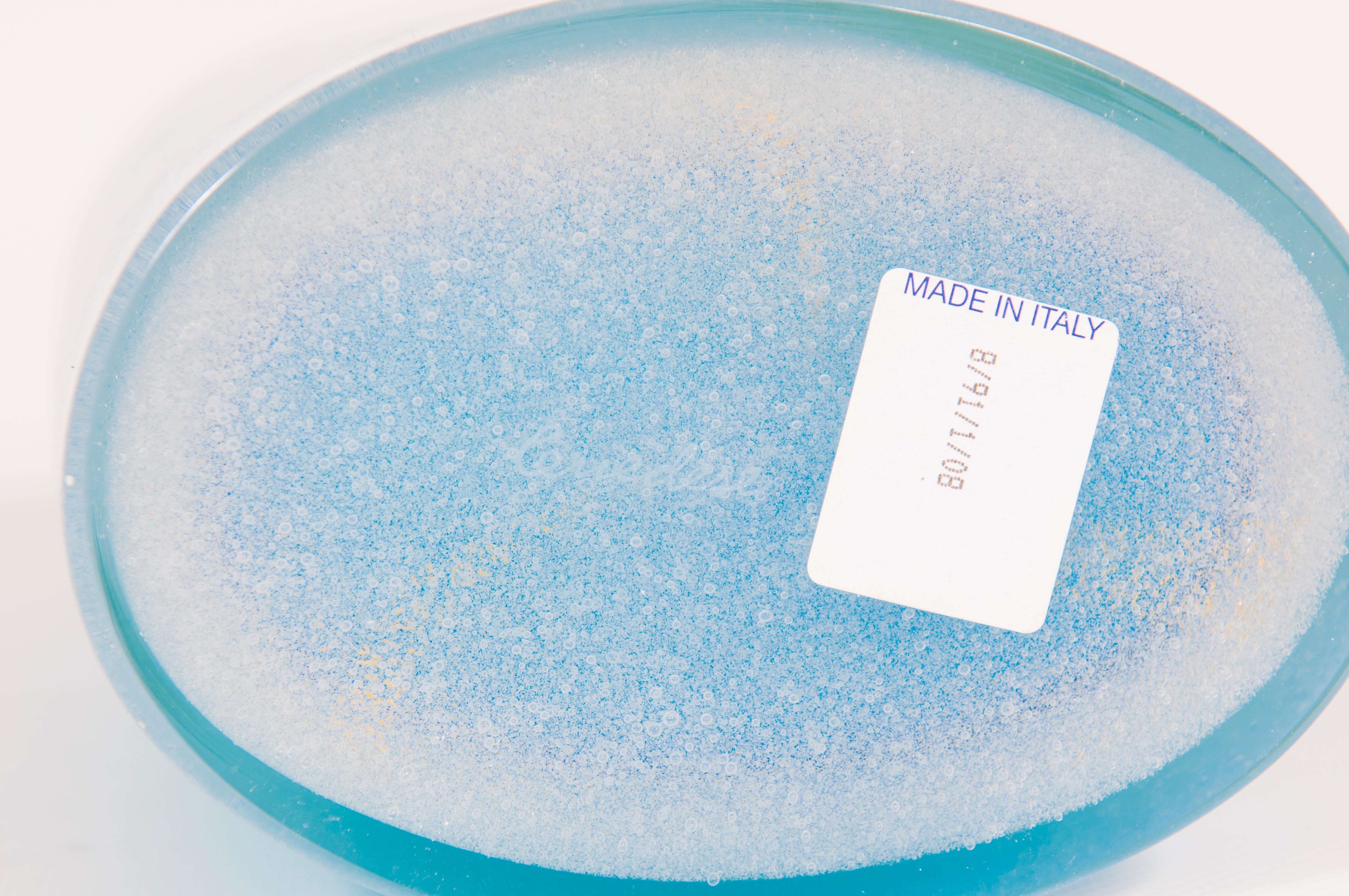 Suite of Three Submerged Glass Bottles with Gold Inclusion by Cenedese, Circa 19 For Sale 13