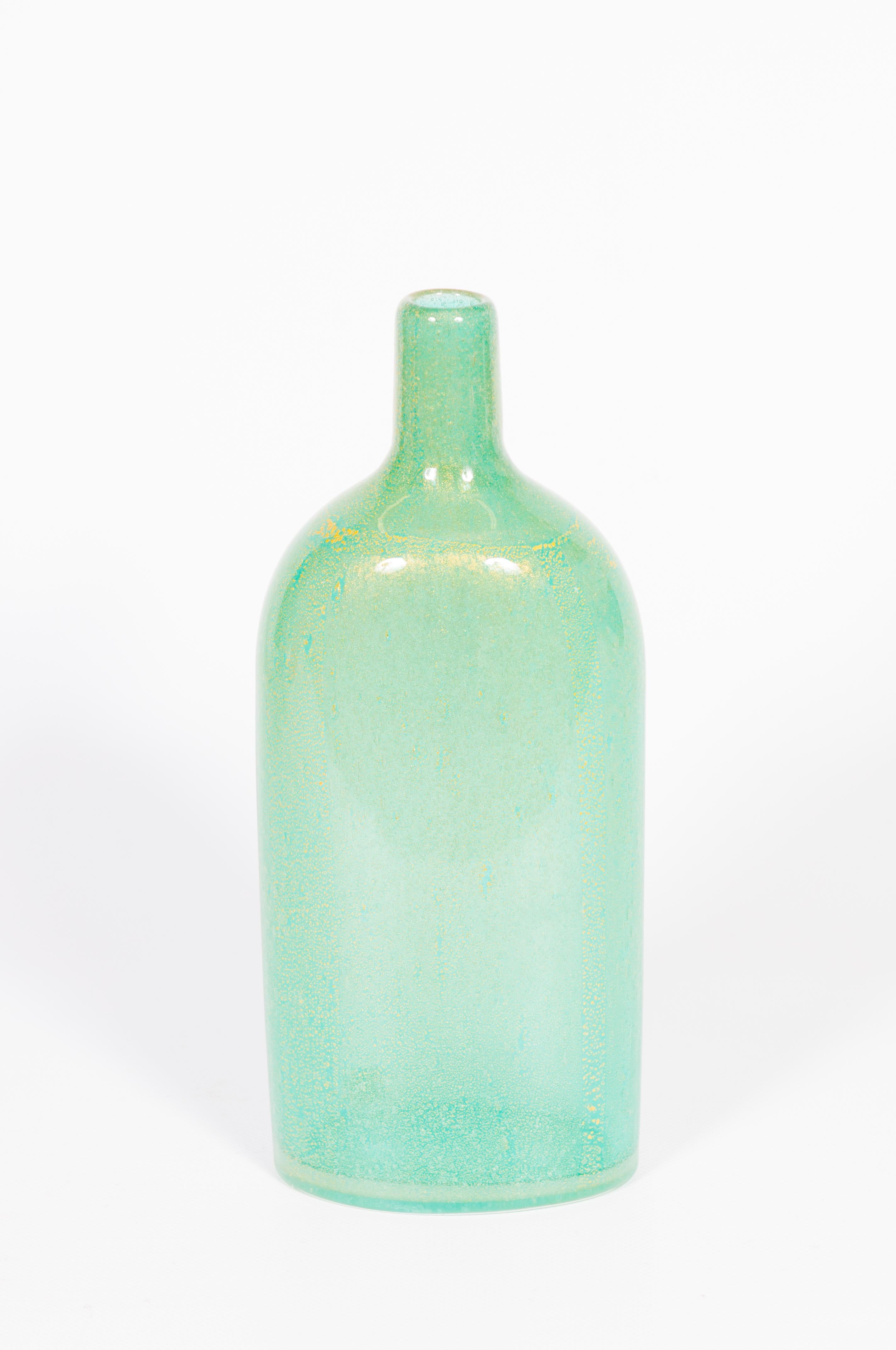 Late 20th Century Suite of Three Submerged Glass Bottles with Gold Inclusion by Cenedese, Circa 19 For Sale