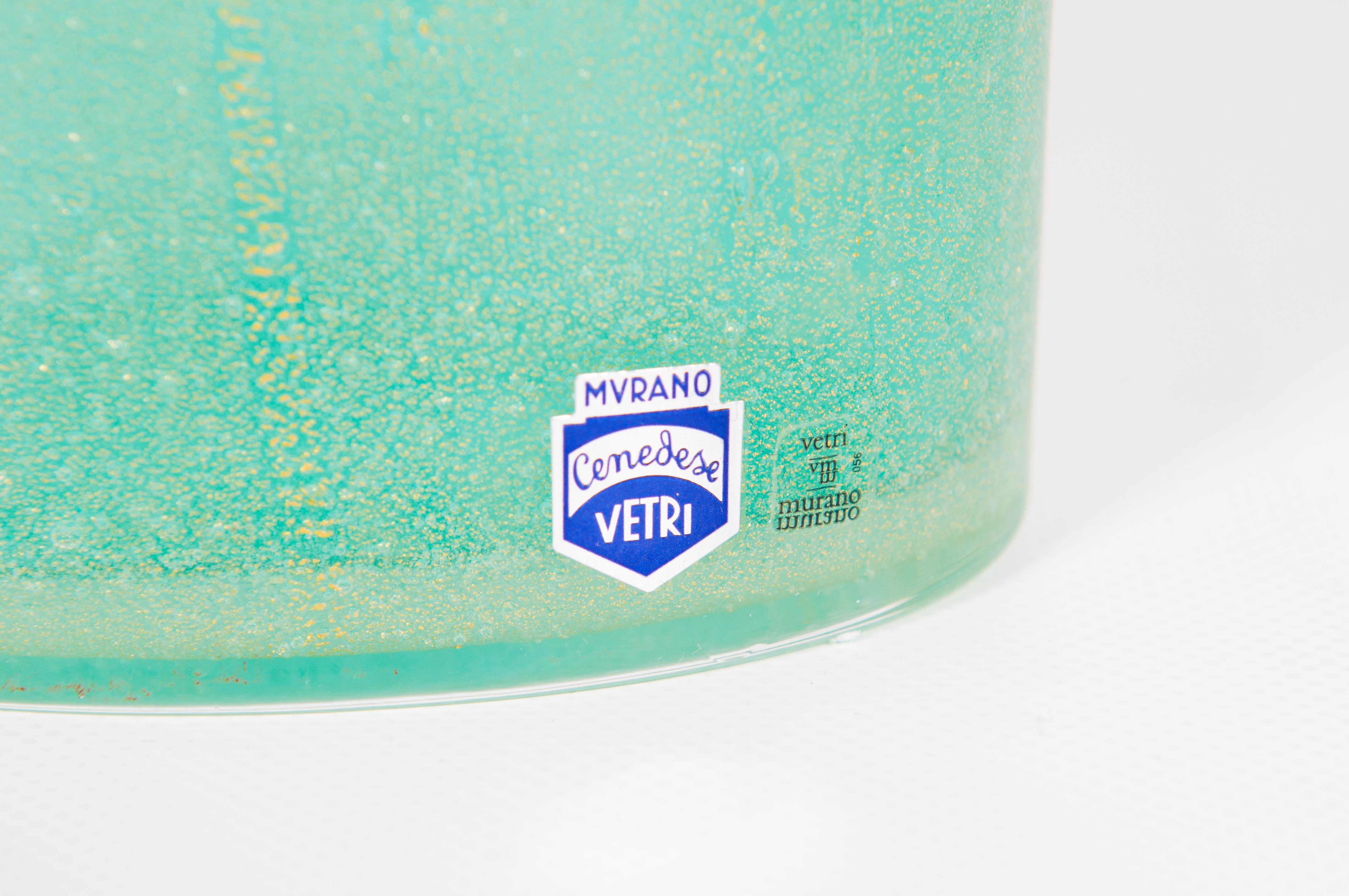 Suite of Three Submerged Glass Bottles with Gold Inclusion by Cenedese, Circa 19 For Sale 1