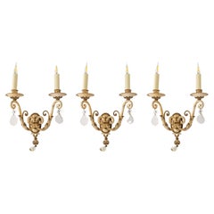 Suite of Three Wrought Iron Sconces, Early 20th Century