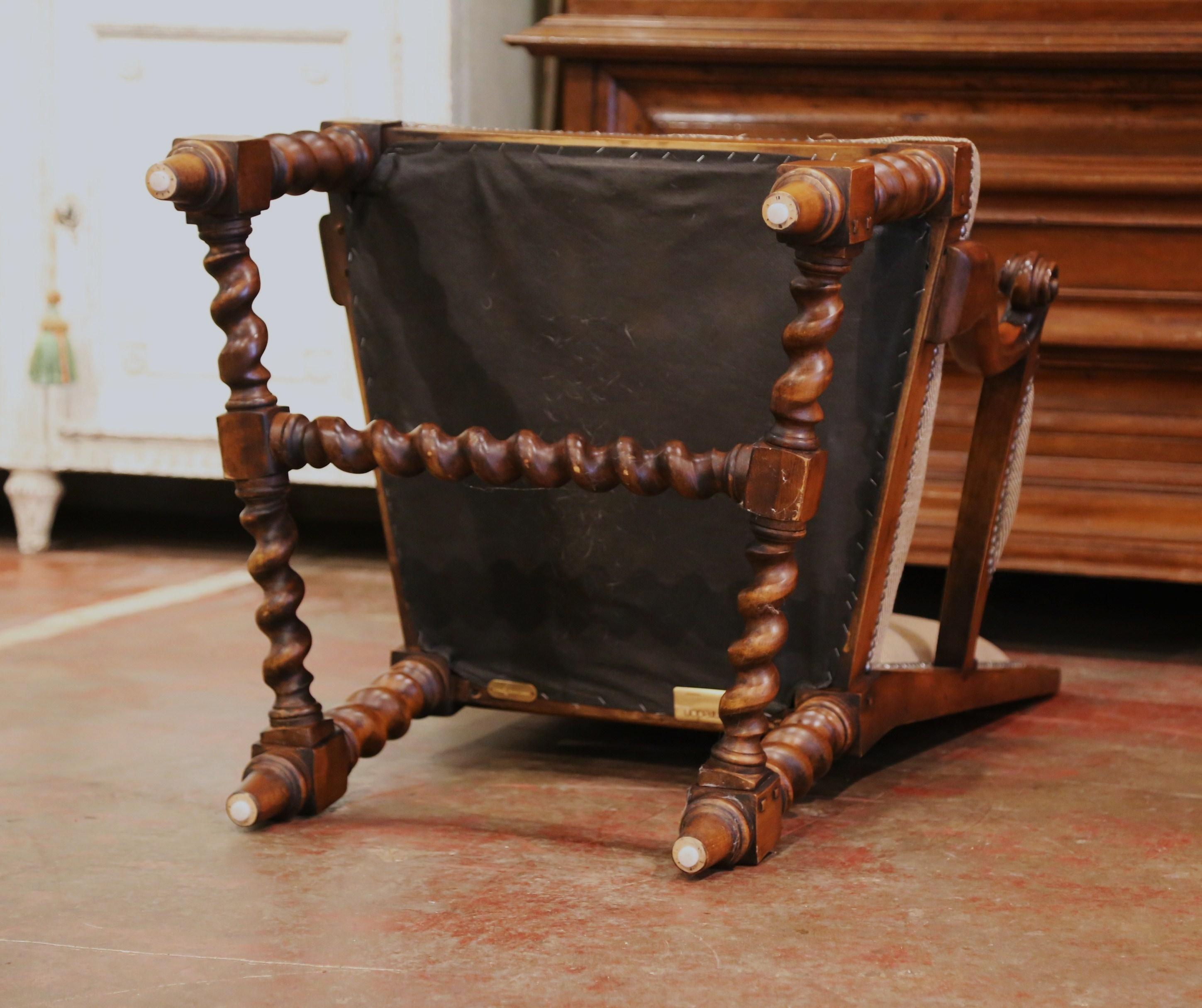 Suite of Twelve Carved Walnut Chairs from Ralph Lauren with Chenille and Leather 6