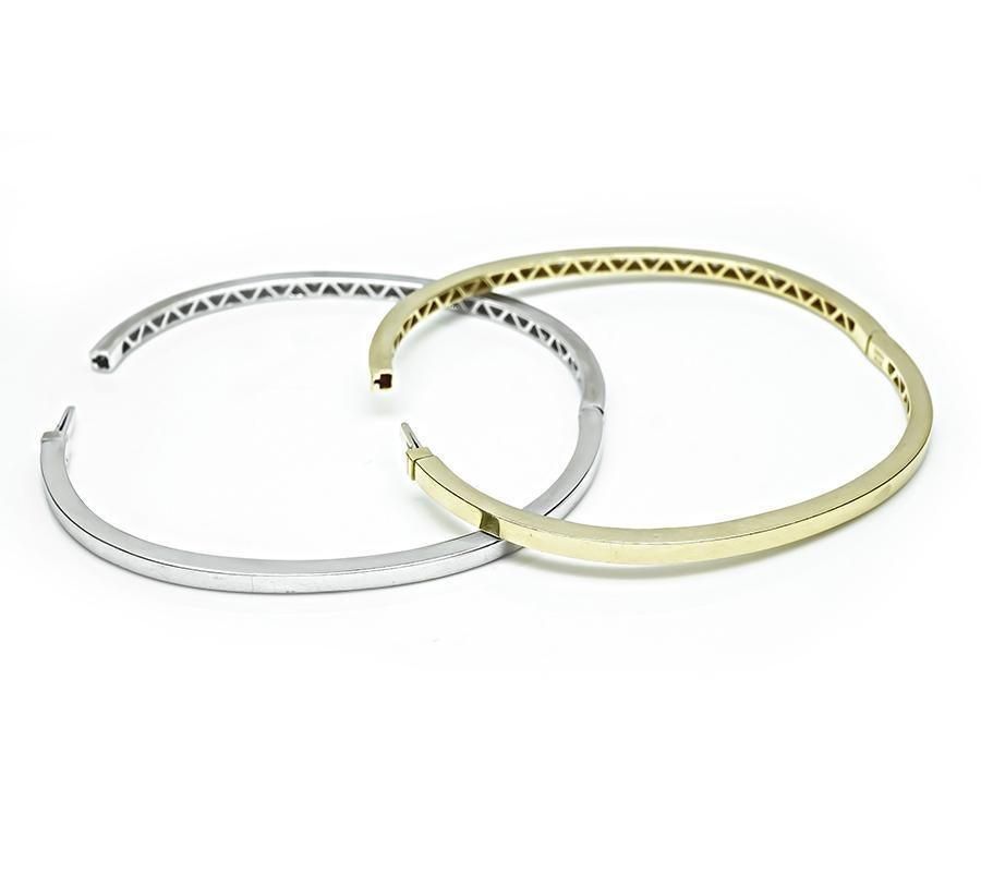 Suite di due bracciali in oro giallo e bianco con diamanti da 1,66 carati In condizioni buone in vendita a New York, NY