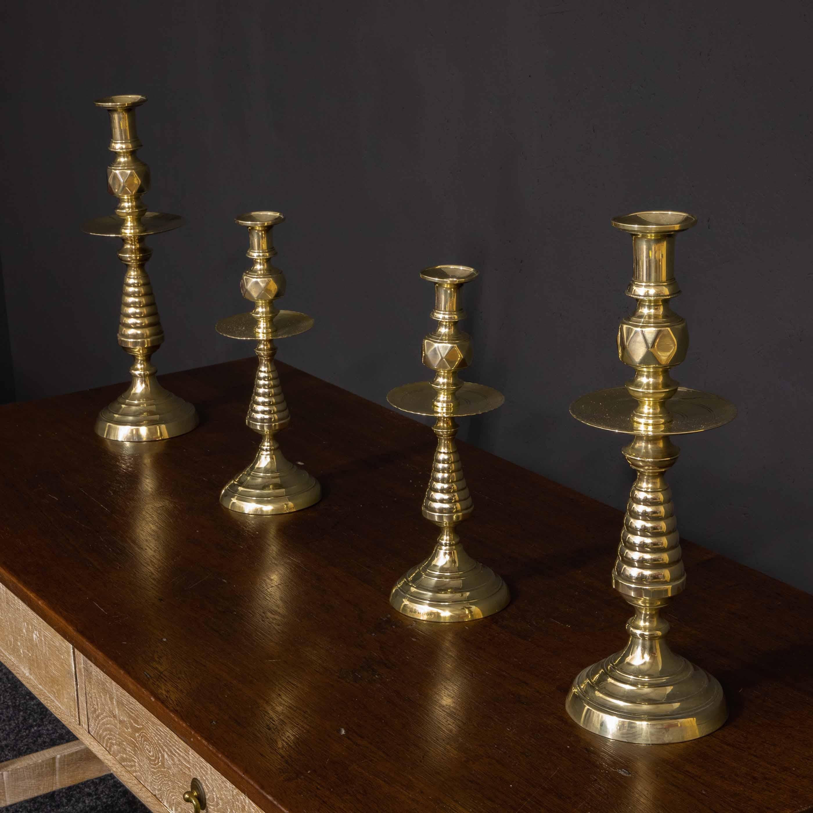 British Suite of Victorian Brass Candlesticks