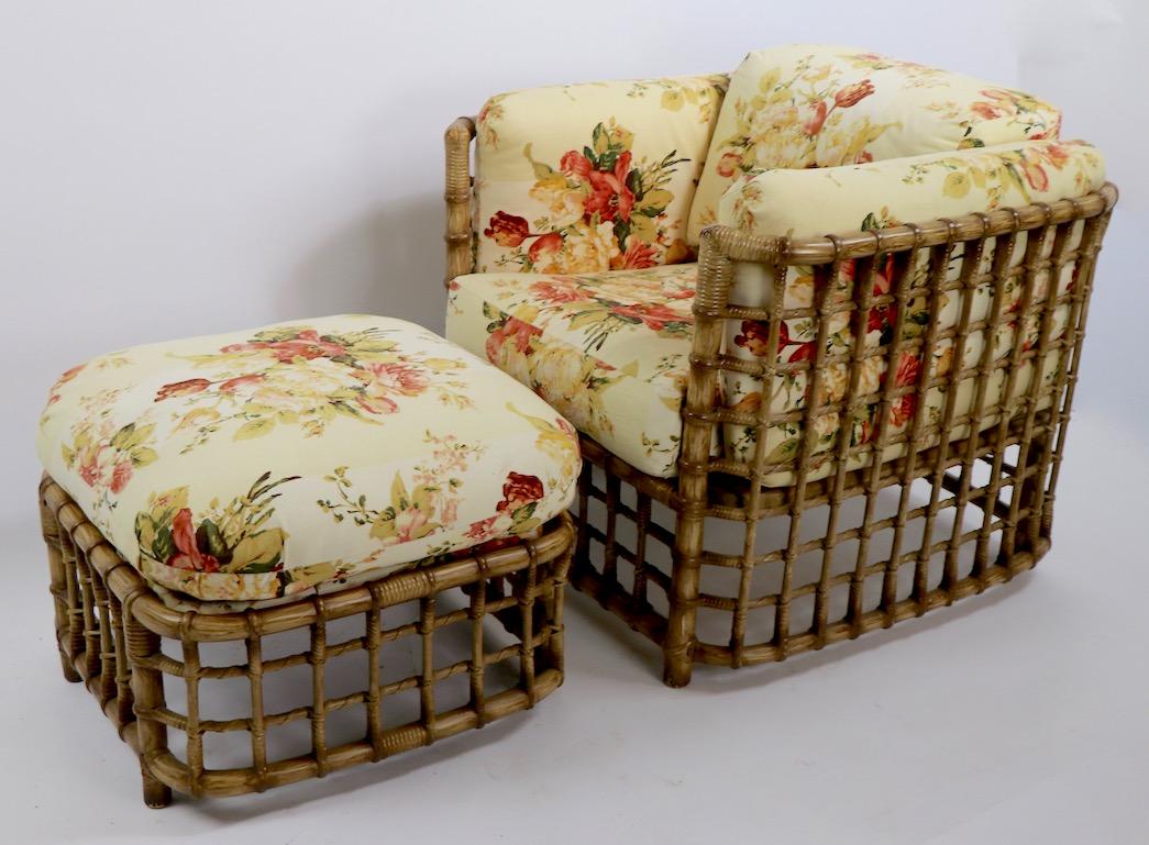 Suite of Willow Reed Bamboo Chairs and Ottoman by Henry Olko 7