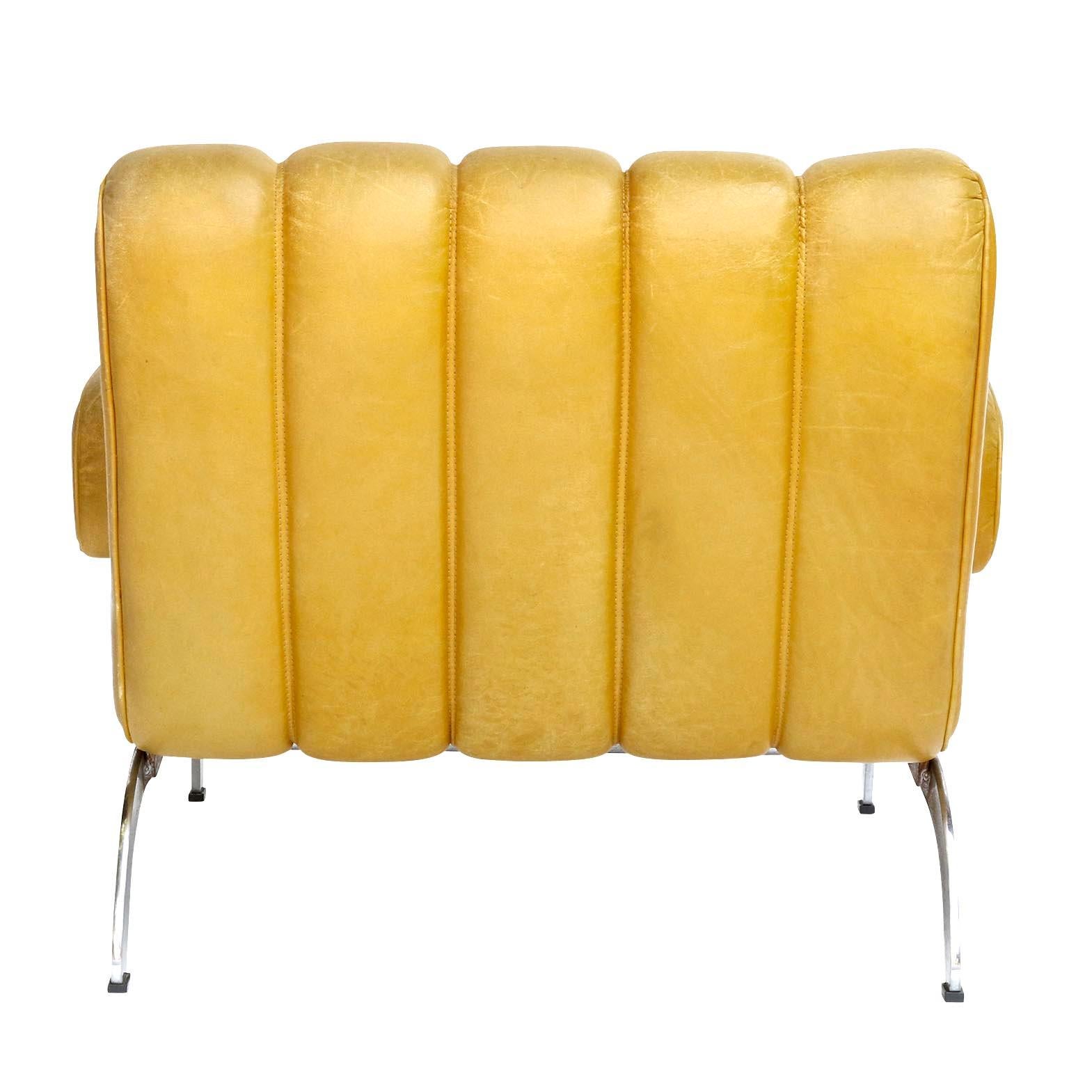 Suite Sofa Daybed Armchairs Table Independence Karl Wittmann Yellow Leather 1970 7