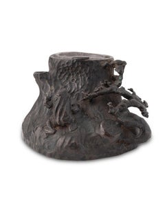 Suiteki or Water dropper in bronze in the form of a tree stump