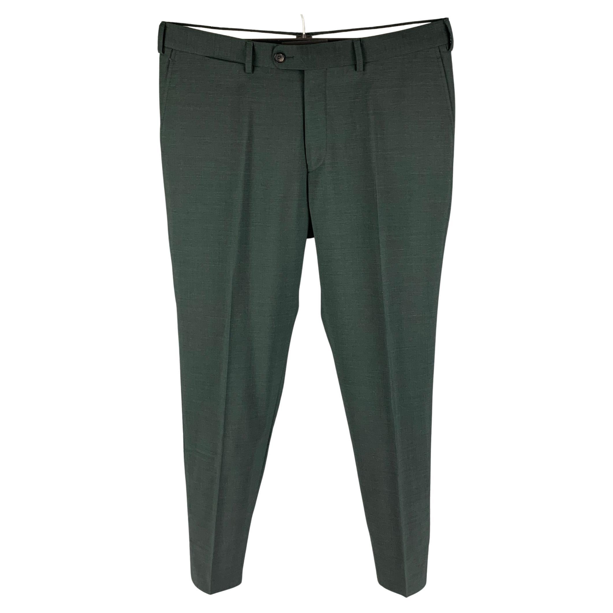 SUITSUPPLY Size 34 Green Forest Green Wool Zip Fly Dress Pants