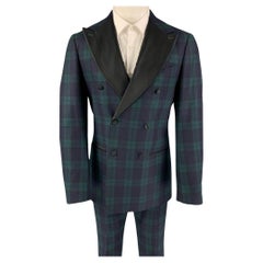 SUITSUPPLY Taglia 40 Abito da smoking in cotone a quadri neri con risvolto a punta
