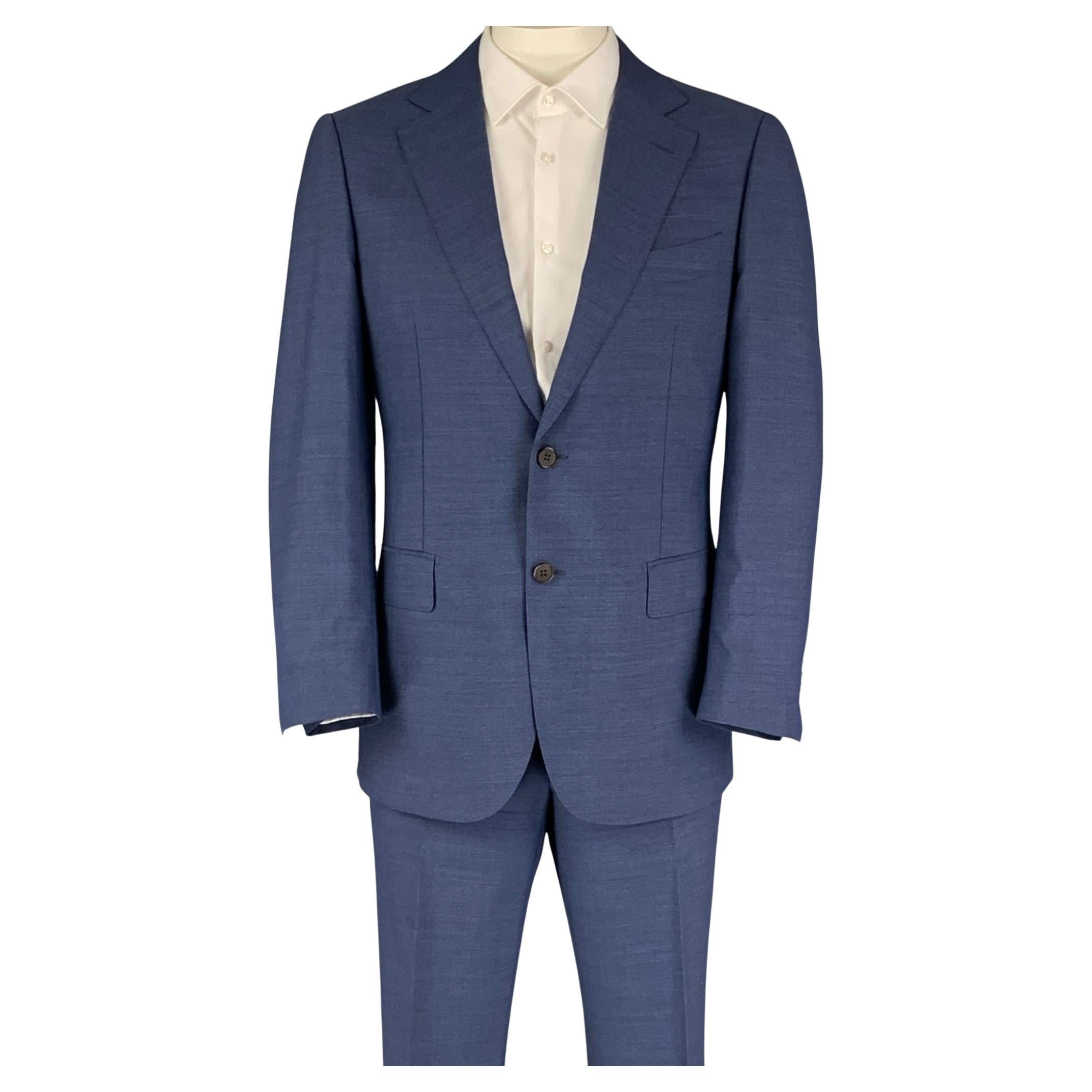 SUITSUPPLY Size 44 Blue Wool Notch Lapel Suit at 1stDibs
